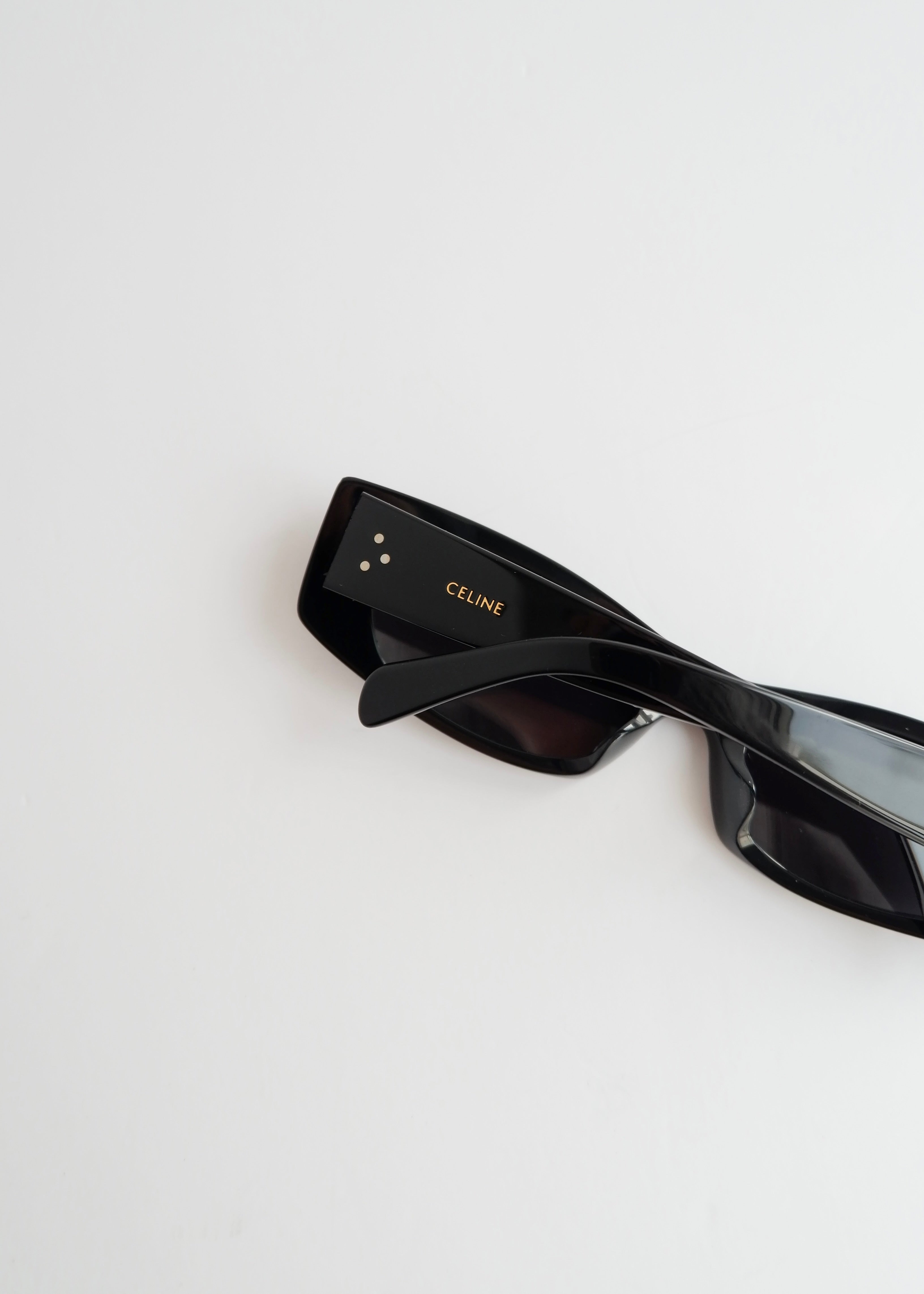 Authentiques lunettes de soleil Céline noires à monture carrée, d'occasion