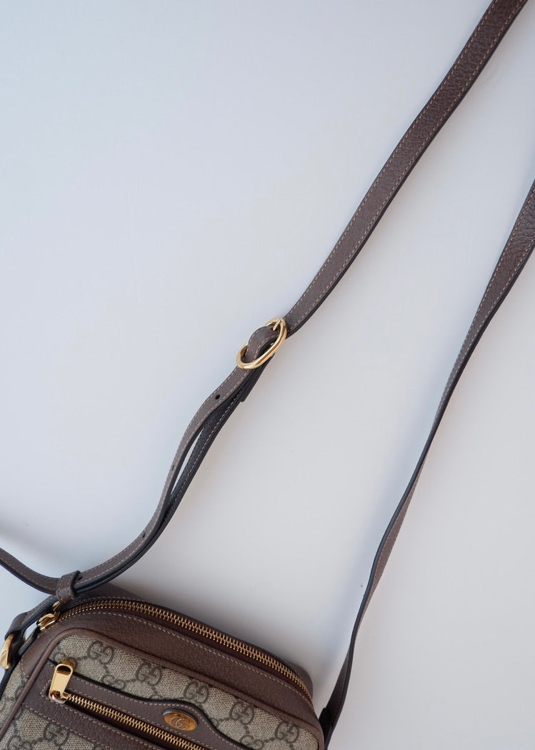 Authentique Sac bandoulière mini Ophidia Gucci en toile GG marron d'occasion