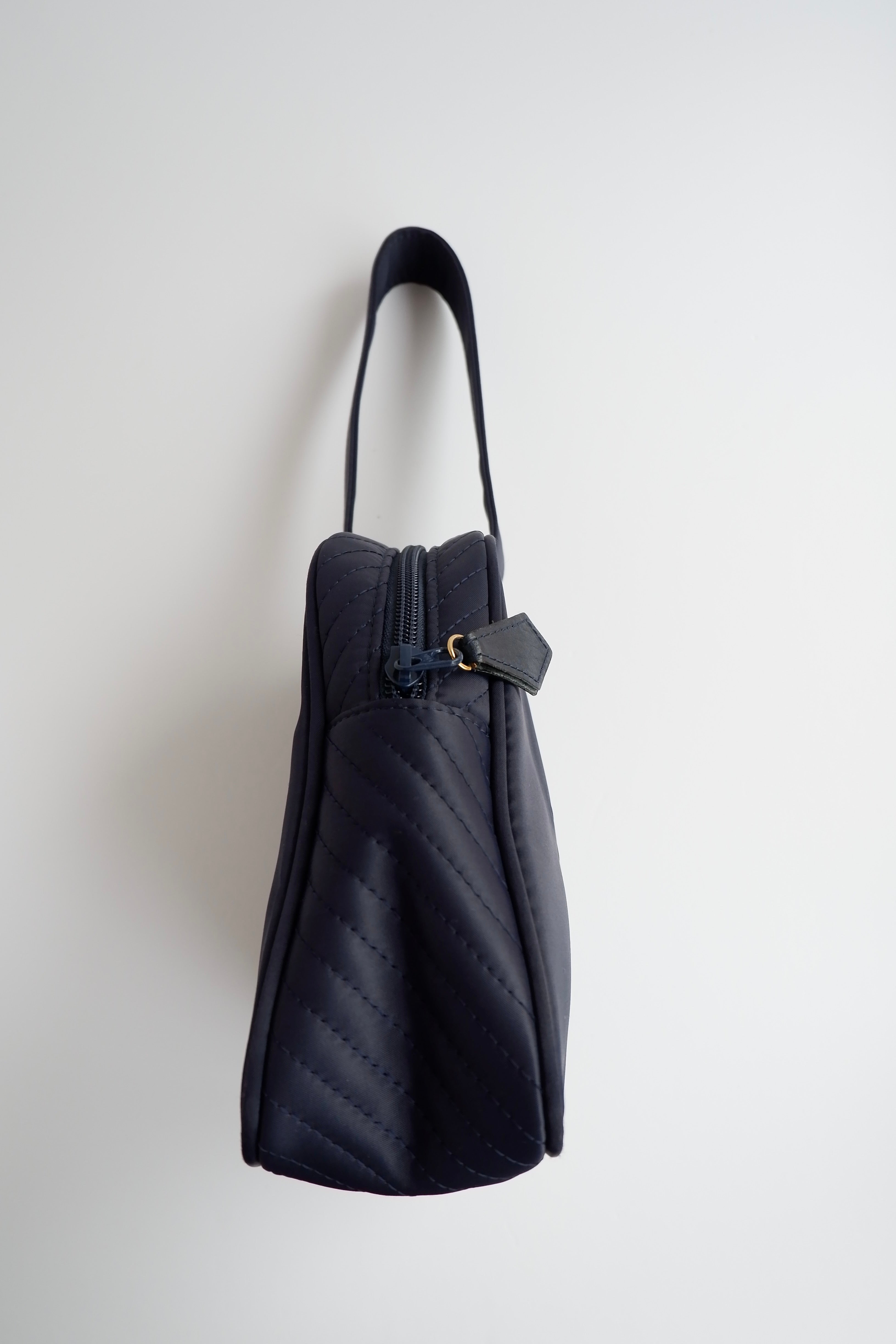 Authentic Preowned Vintage YSL Navy Nylon Wristlet Pouch