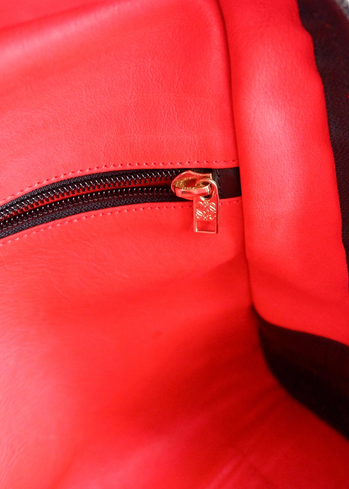 Preowned Loewe Red/Black Suede Amazona Handbag
