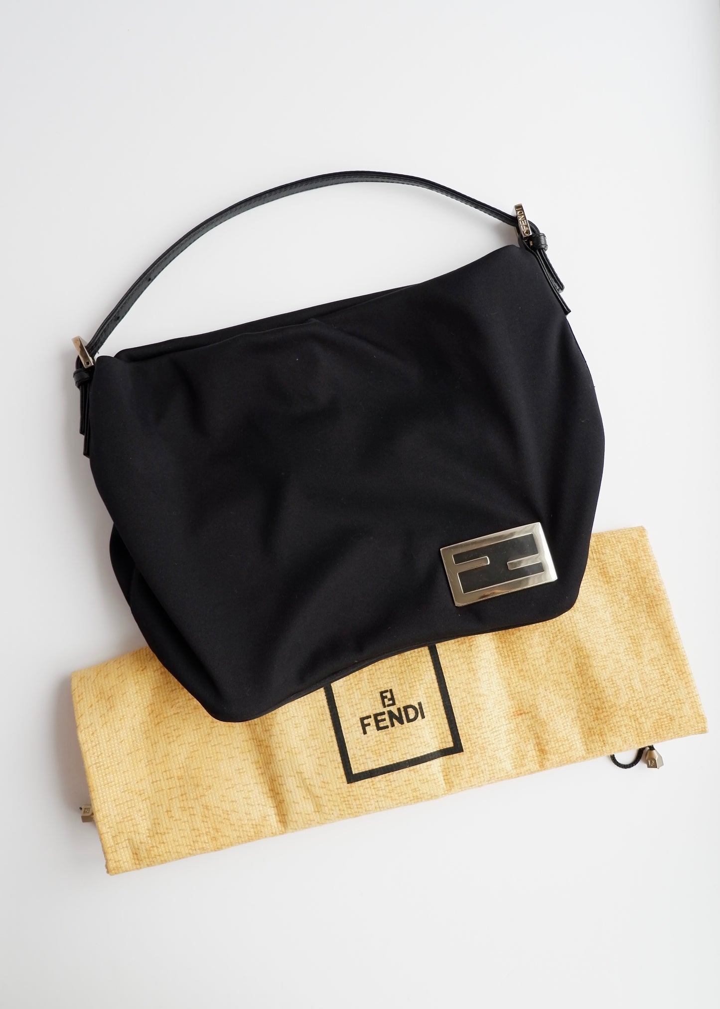 Authentic Preowned Fendi Black Neoprene Hobo Shoulder Bag