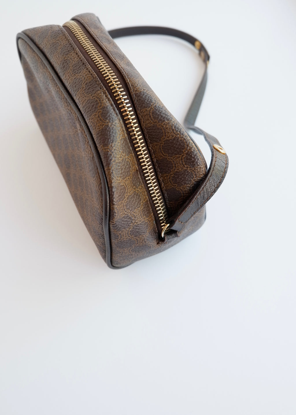 Authentic Preowned Vintage Celine Brown Coated Canvas Macadam Micro Shoulder Bag