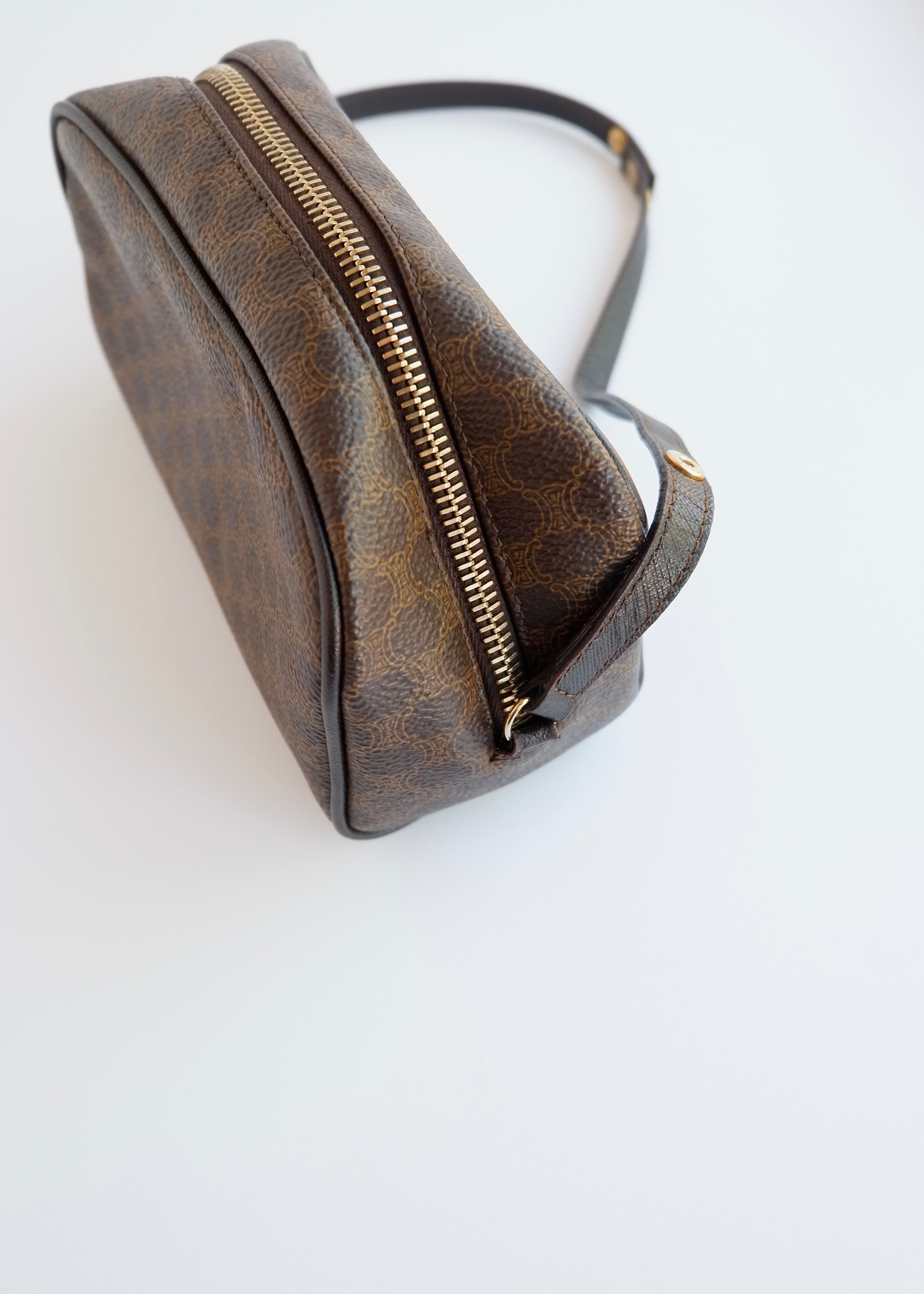 Authentic Preowned Vintage Celine Brown Coated Canvas Macadam Micro Shoulder Bag