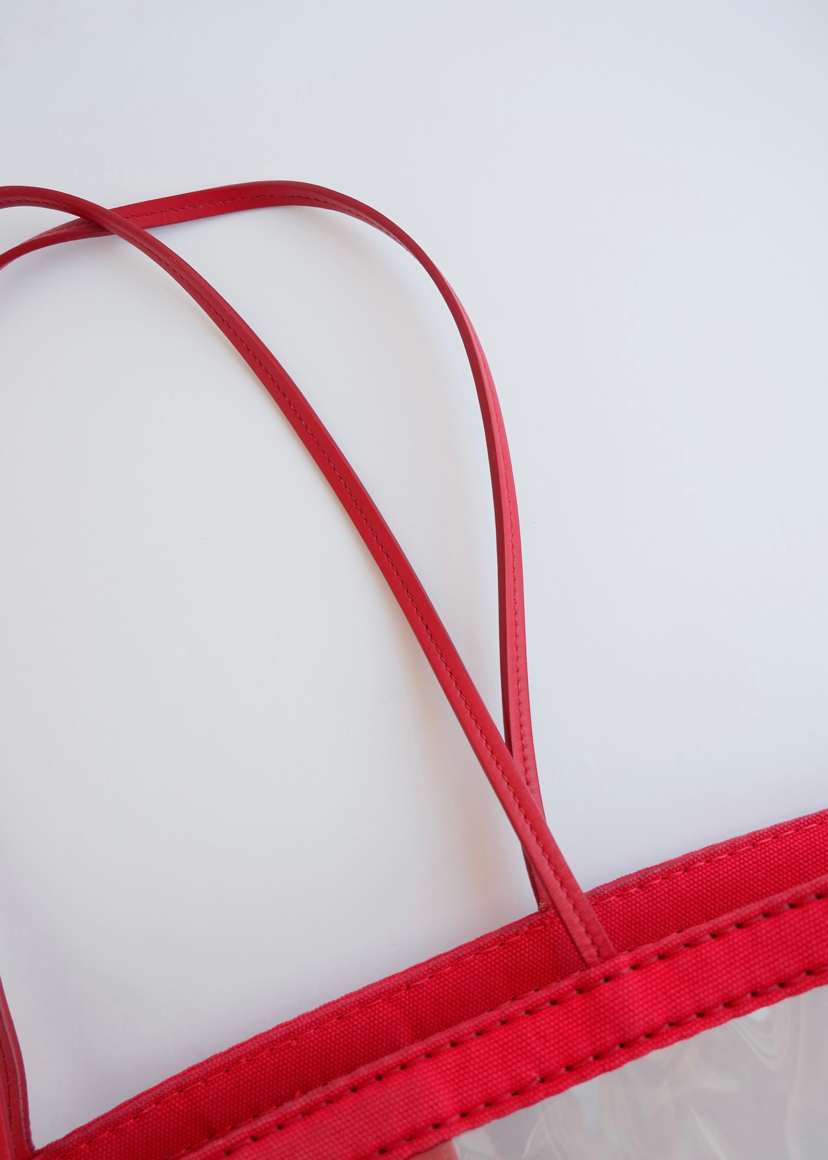 Authentic Preowned Prada Red Canvas/ Transparent Tote Bag