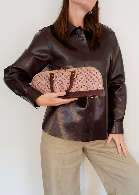 Authentic Preowned Louis Vuitton Burgundy Mini Lin Long Alma