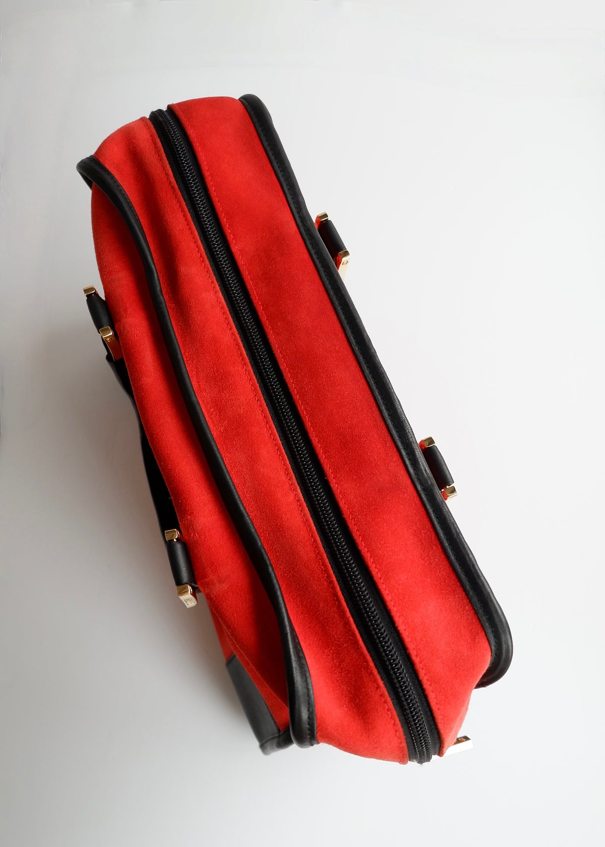 Preowned Loewe Red/Black Suede Amazona Handbag