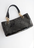 Authentic Preowned Chanel Black Patent Perforated Leather CC Logo Shoulder Bag
