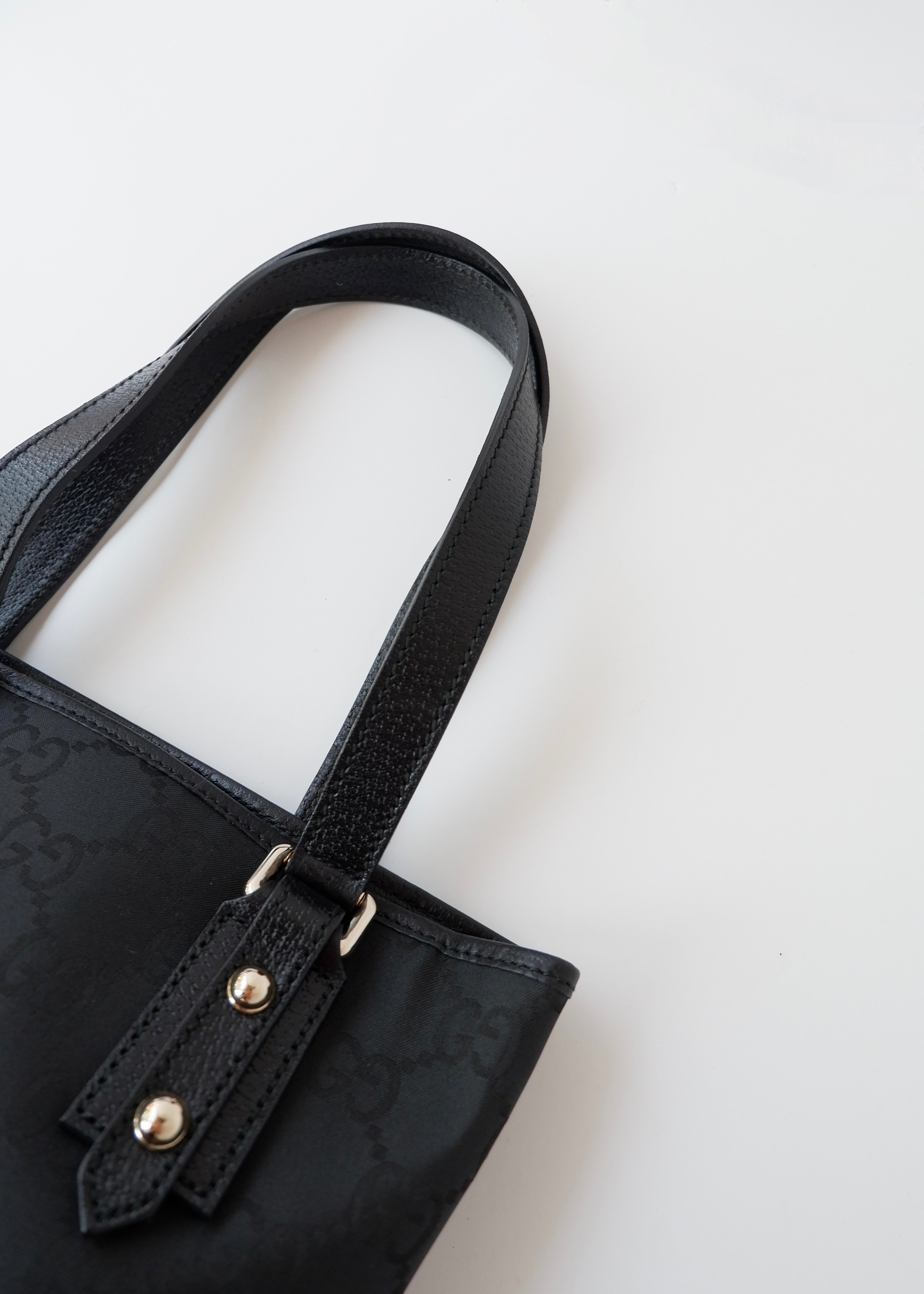 Preowned Gucci Black Large GG Canvas/Leather Shoulder Tote