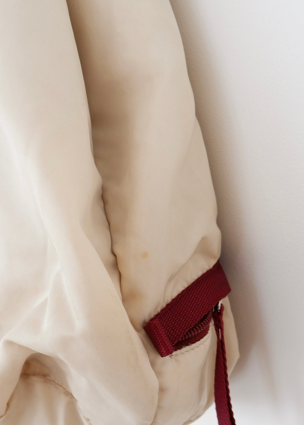 Authentic Preowned Prada Beige/ Burgundy Nylon Oversized Tote Bag