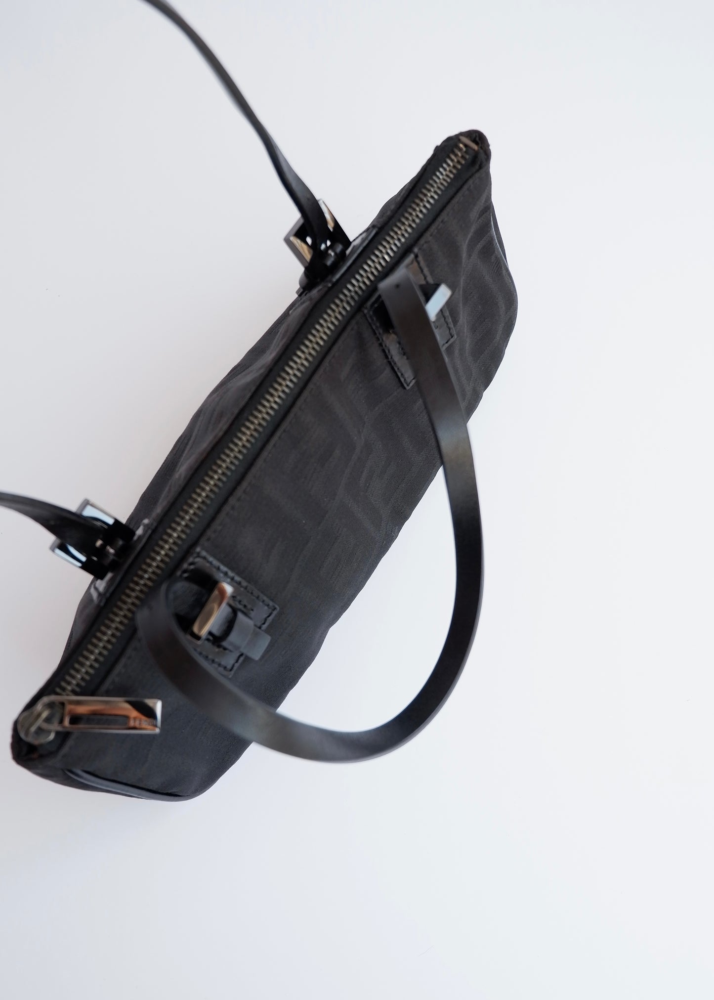 Authentic Preowned Fendi Black Zucca Canvas East West Shoulder Bag