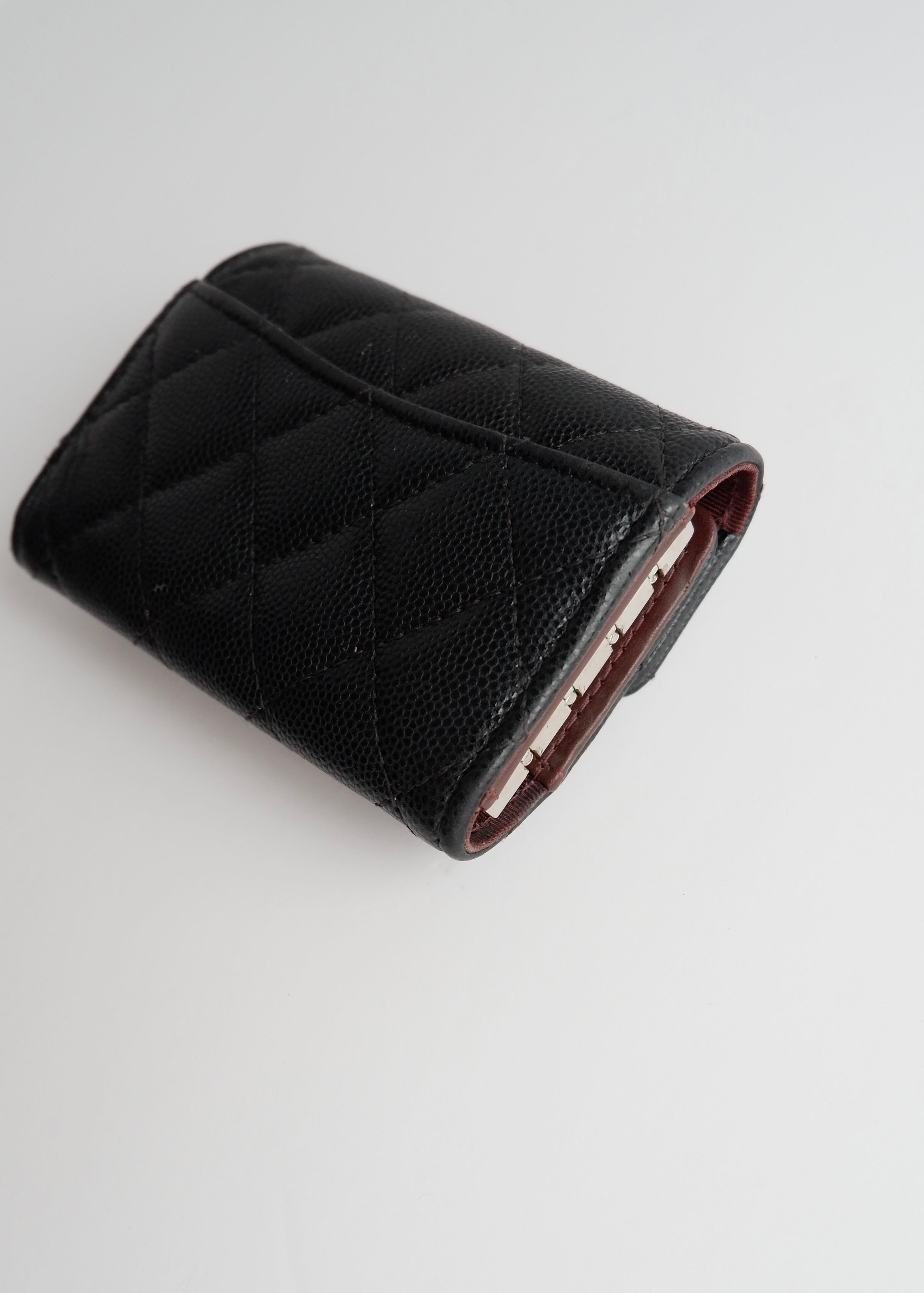 Authentic Preowned Chanel Black Caviar Leather Key Case/ Card Holder