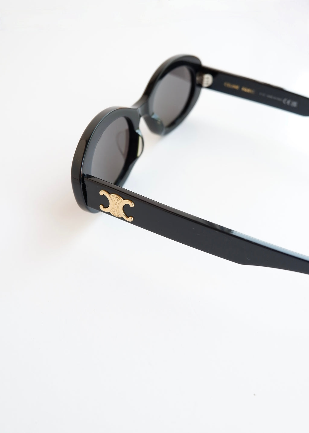 Preowned Celine Black Round Frame Triomphe Sunglasses