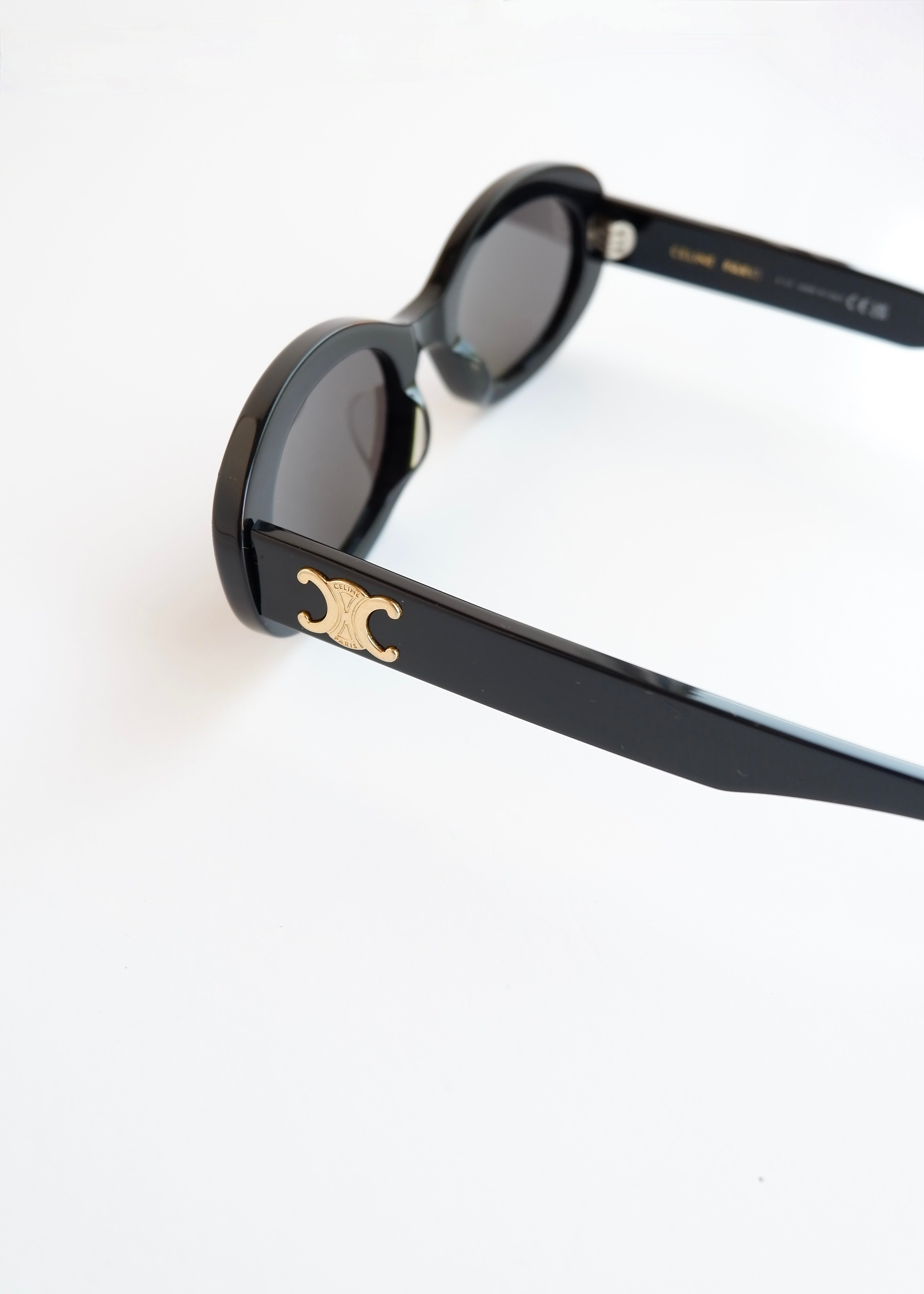 Preowned Celine Black Round Frame Triomphe Sunglasses