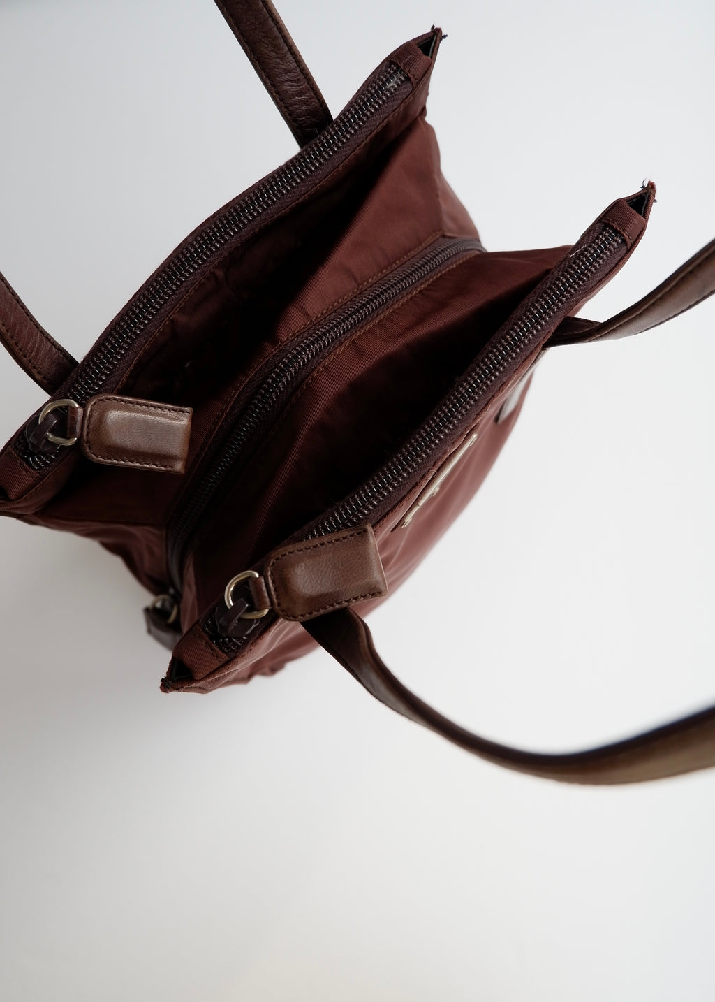Authentic Preowned Prada Brown Nylon Leather Handle Handbag