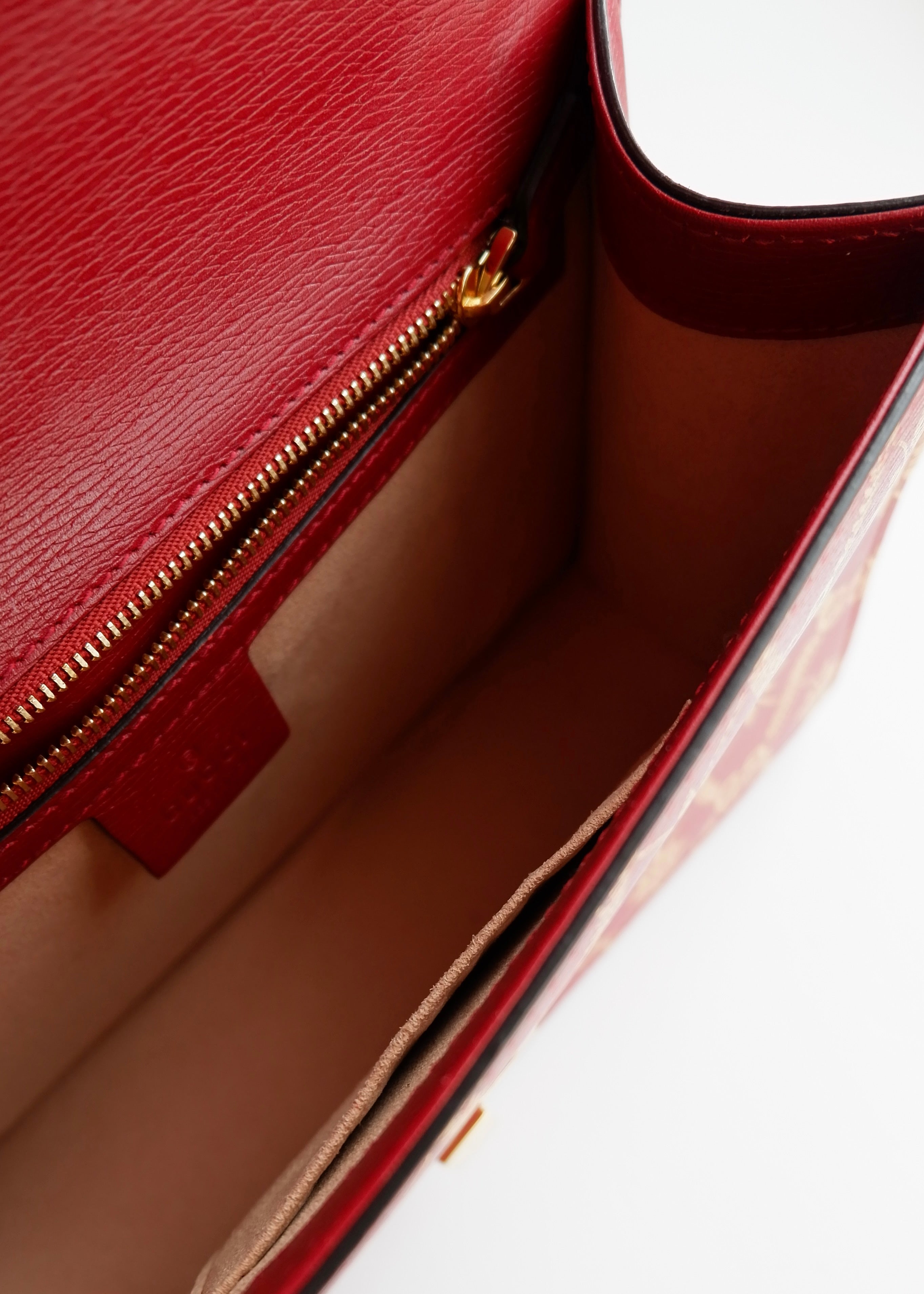 Authentic Preowned Gucci Red/Gold Leather Sylvie Bag