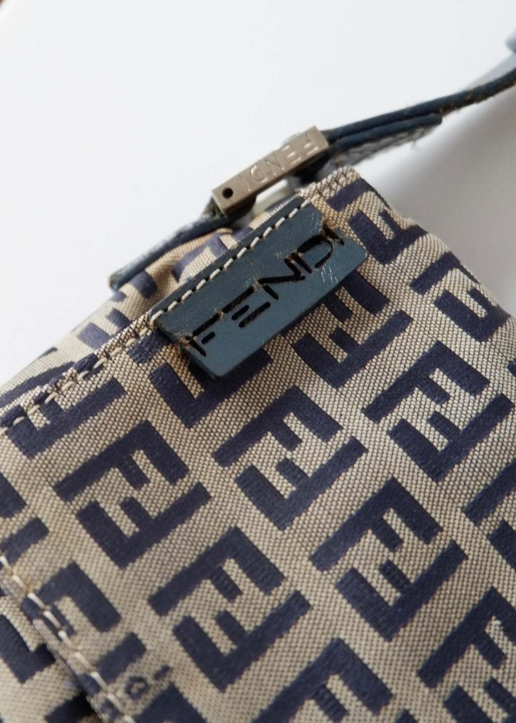 Authentic Preowned Vintage Fendi Navy Blue Zucchino Shoulder Bag