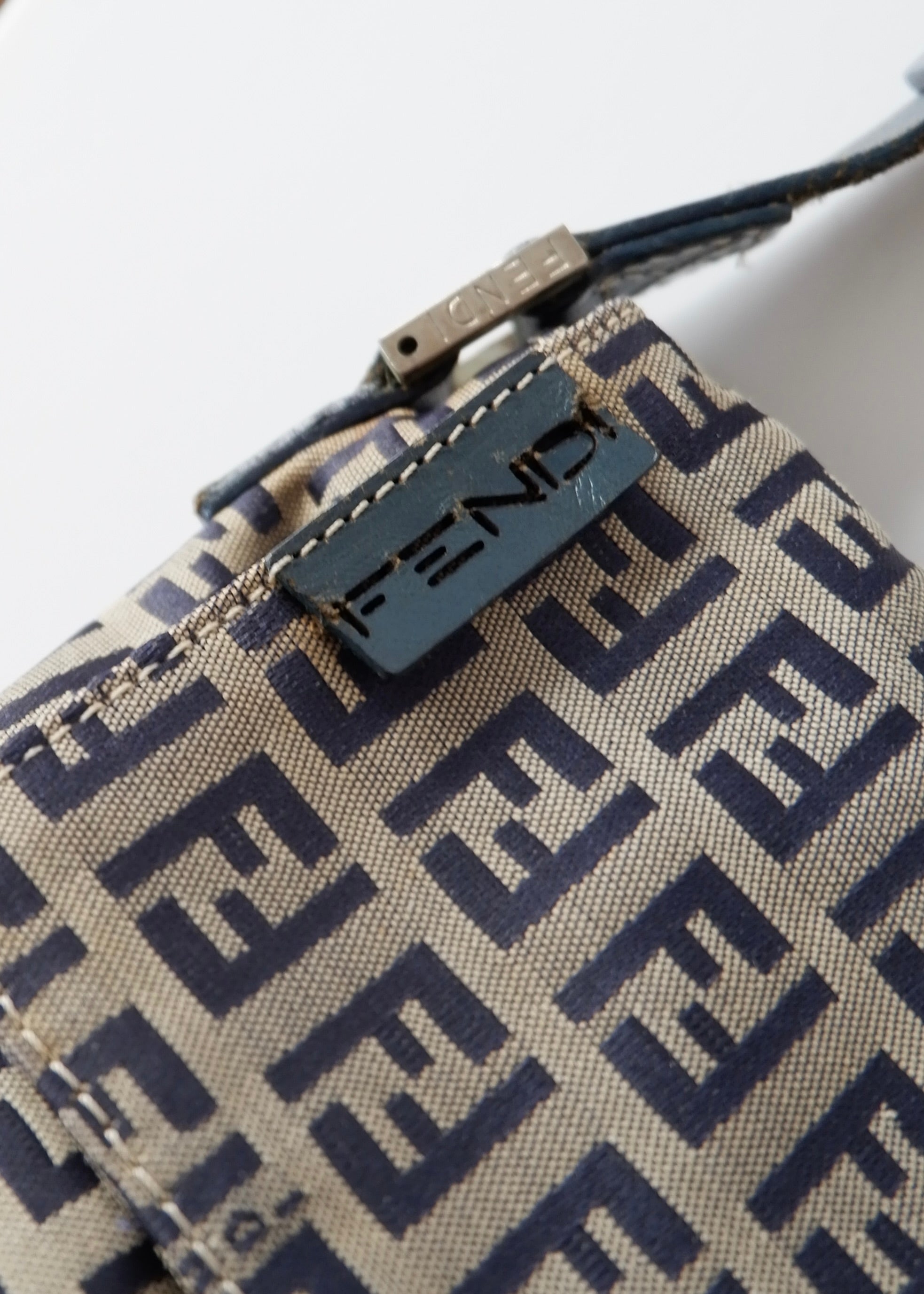 Authentic Preowned Vintage Fendi Navy Blue Zucchino Shoulder Bag