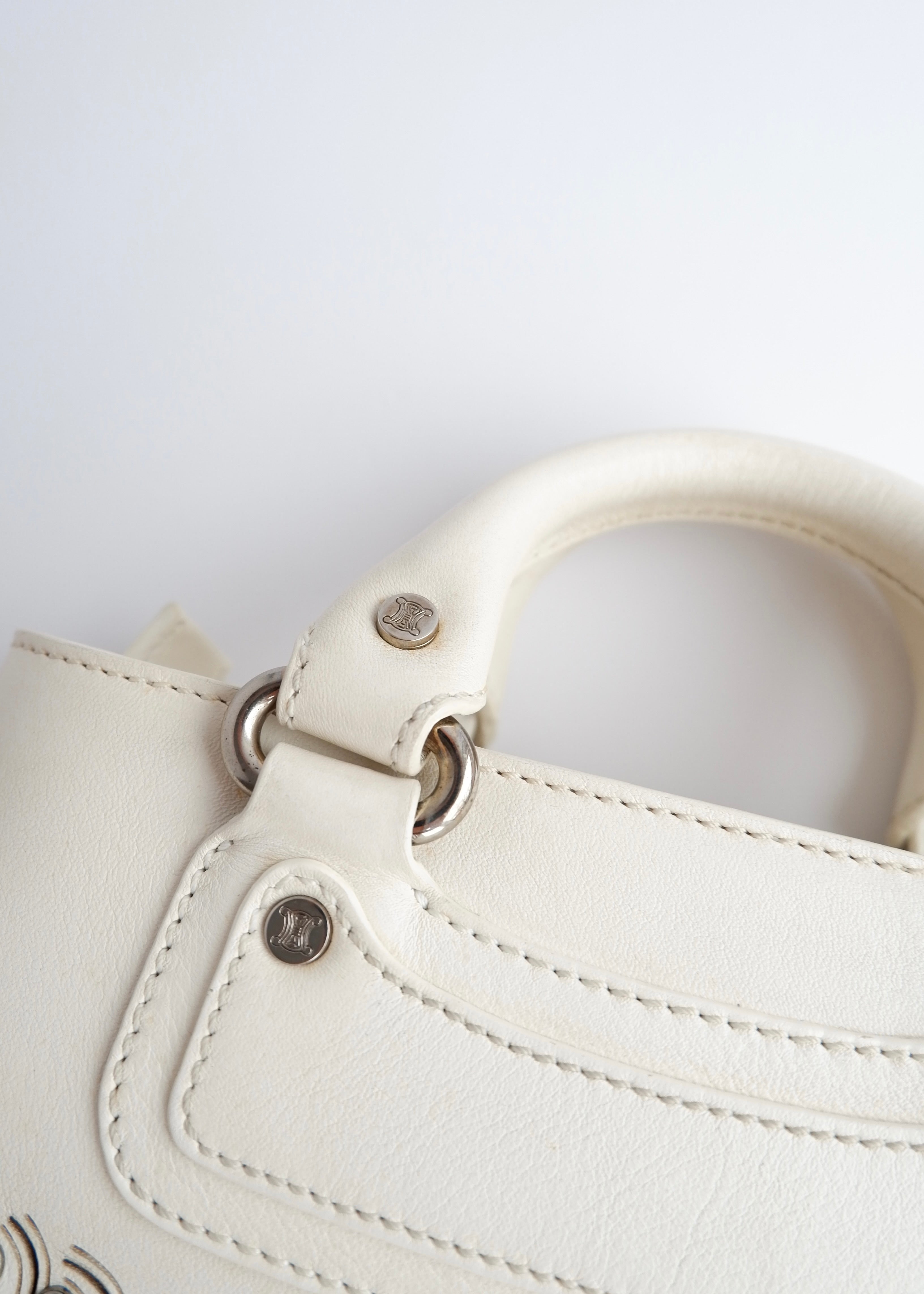 Authentic Preowned Celine White Leather/ Gem Stone Mini Boogie Bag