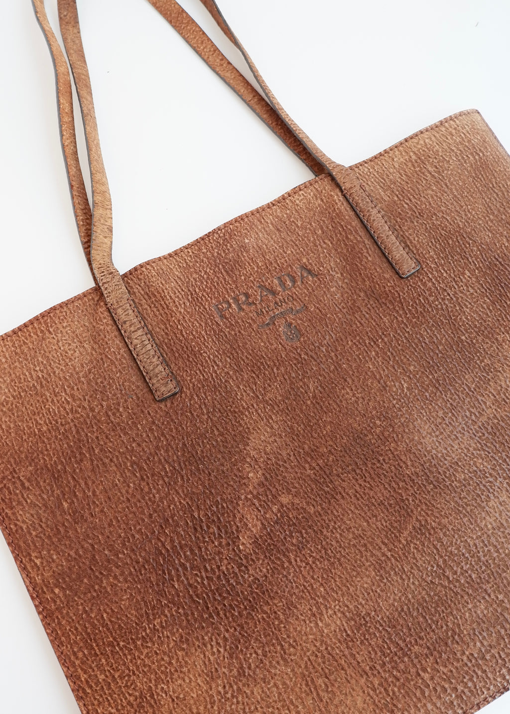 Sac cabas Prada authentique d'occasion en daim marron