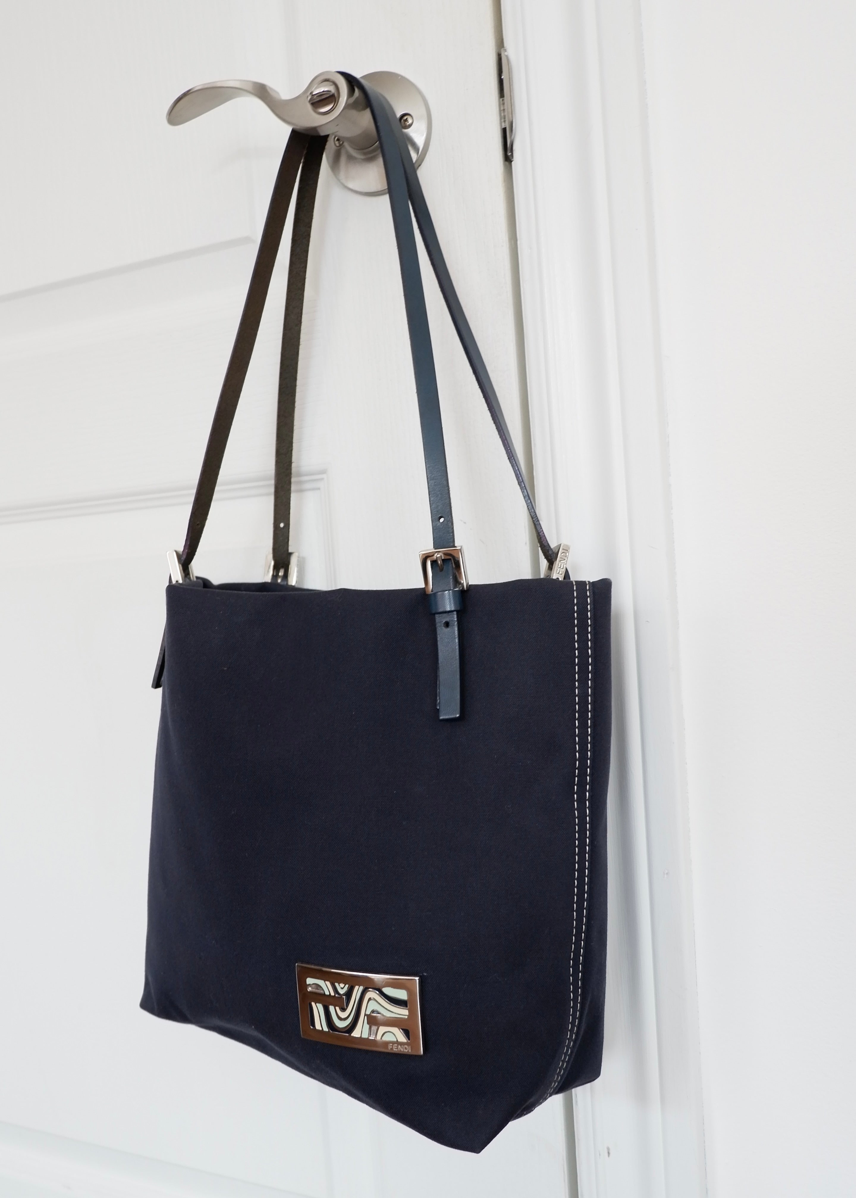 Authentic Preowned Fendi Navy Canvas FF Logo Tote Bag