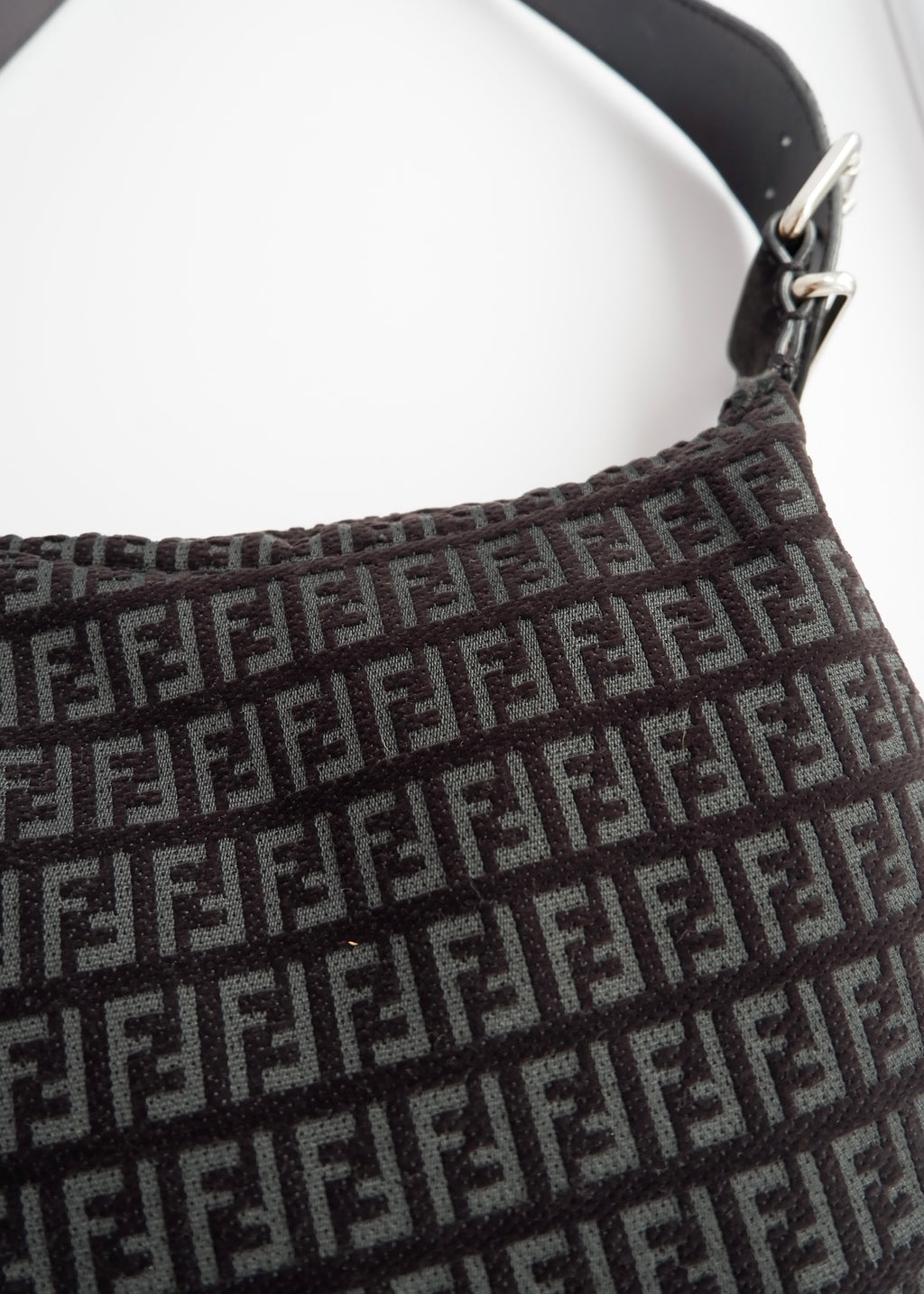 Authentic Preowned Fendi Black Suede Zucchino Oyster Shoulder Bag