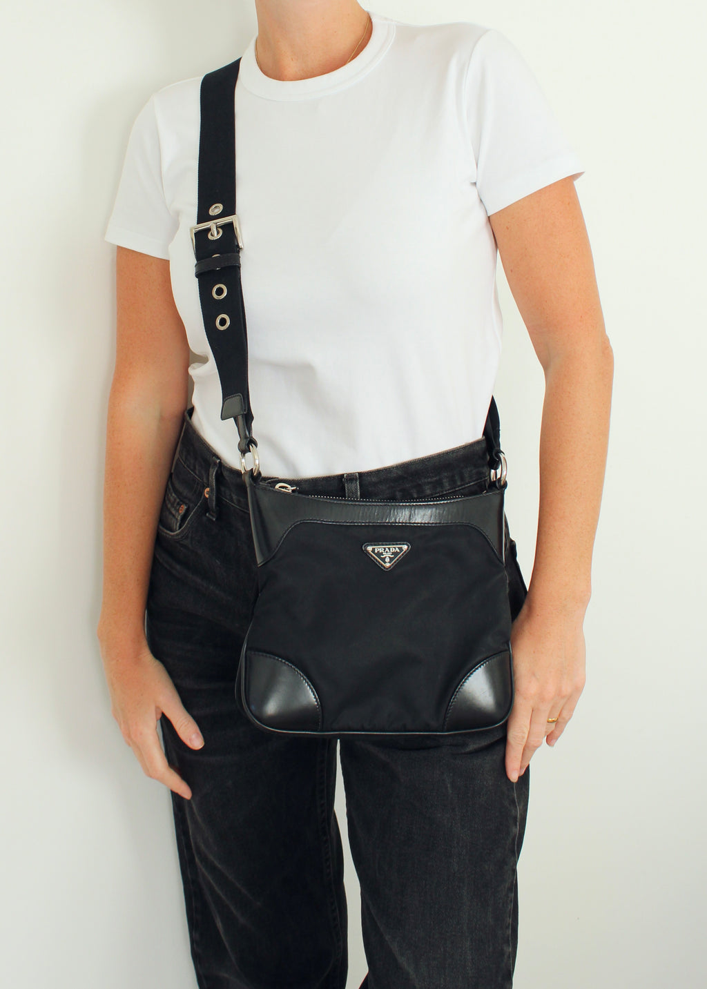 Authentic Preowned Prada Black Nylon/Leather Crossbody Bag