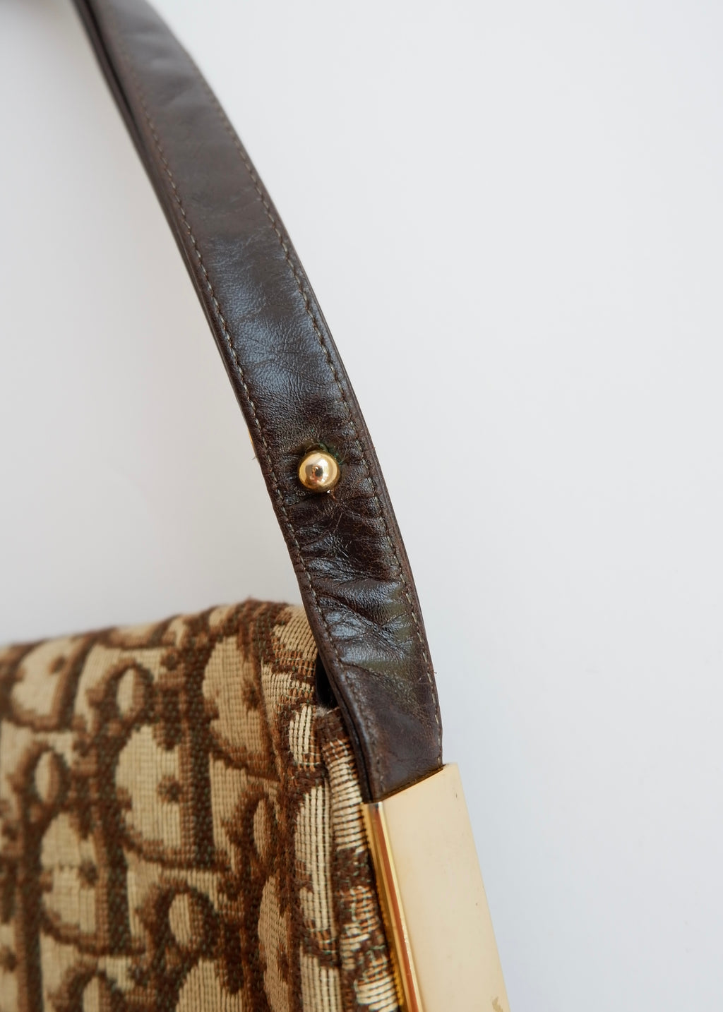 Preowned Vintage Dior Brown Trotter Shoulder Bag