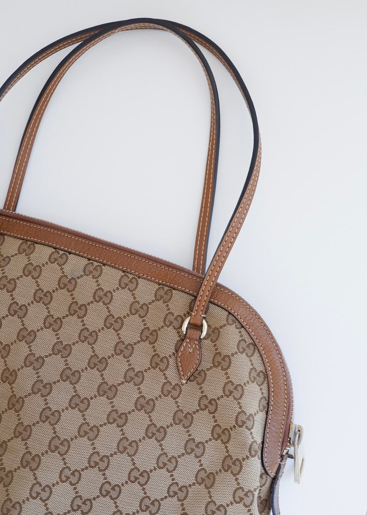 Preowned Gucci Brown GG Canvas Bowler Shoulder Bag