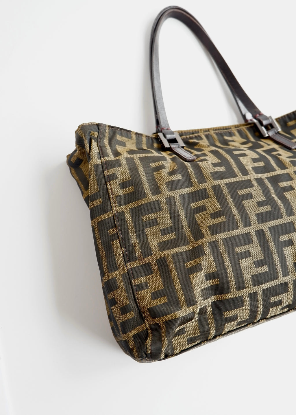 Authentic Preowned Vintage Fendi Brown Zucca Canvas Handbag