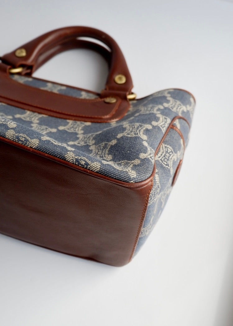 Authentic Preowned Vintage Celine Blue Denim Triomphe Boogie Bag