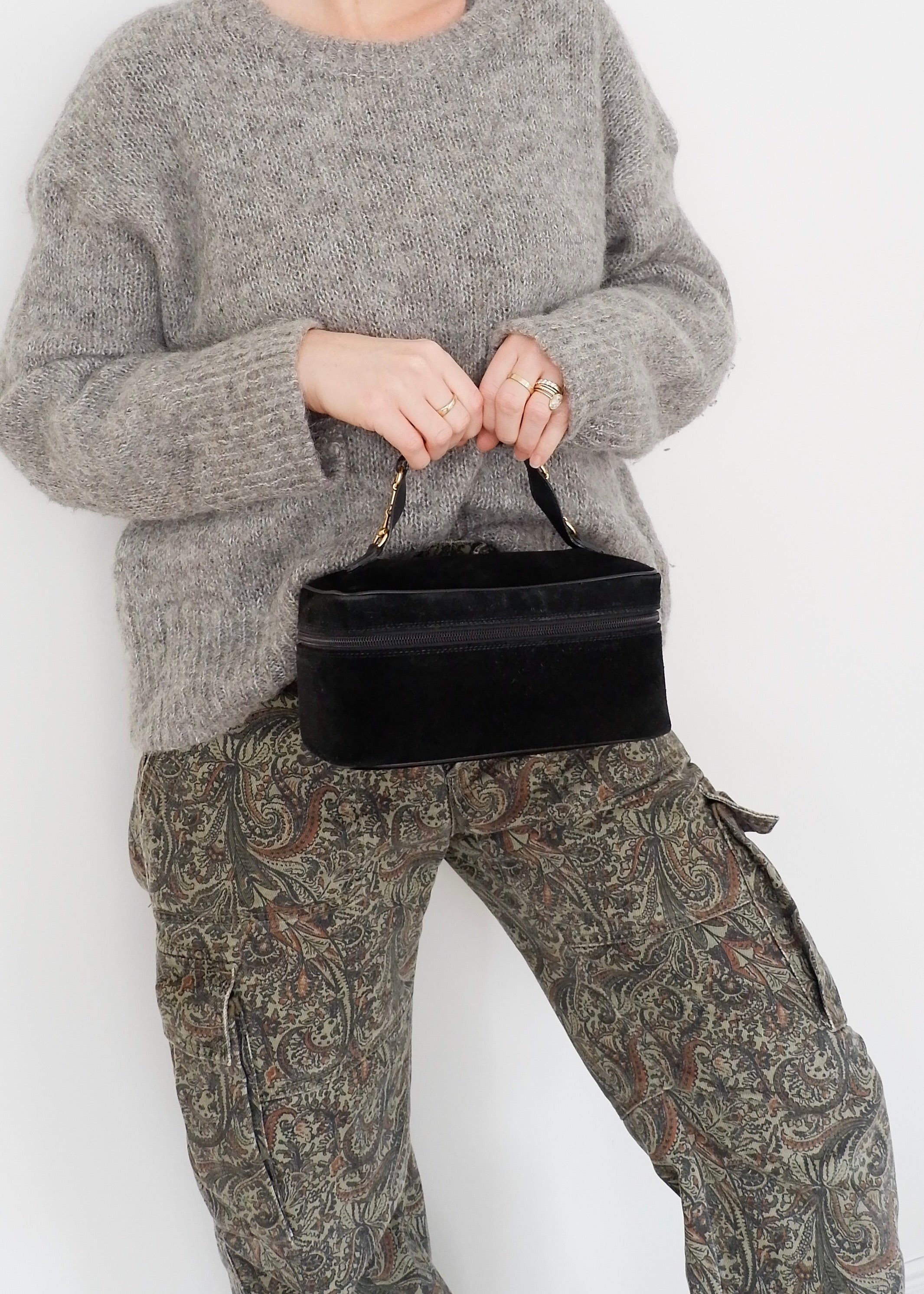 Authentic Preowned Vintage Gucci Black Suede Vanity Bag