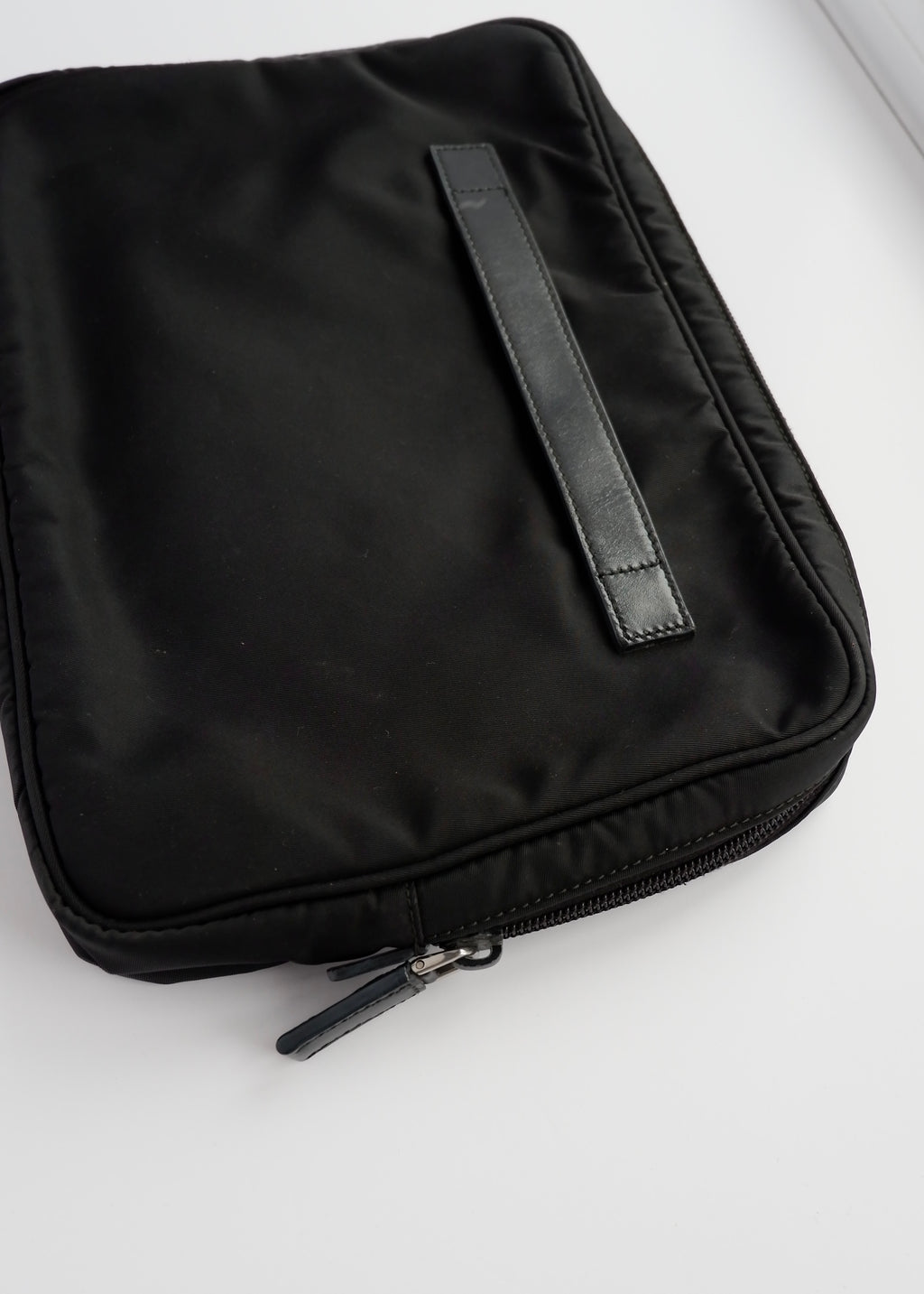 Authentic Preowned Prada Black Nylon/ Leather Hand Pouch