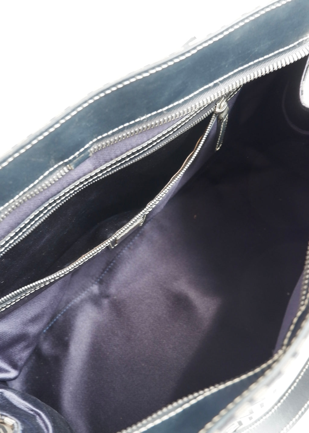 Authentic Preowned Vintage Fendi Navy Zucchino East West Shoulder Bag