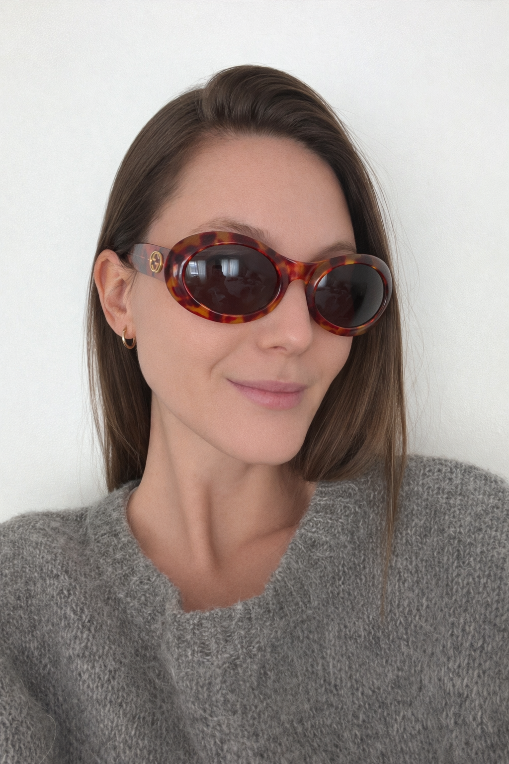 Authentic Preowned Vintage Gucci Brown Tortoise Round Frame Sunglasses