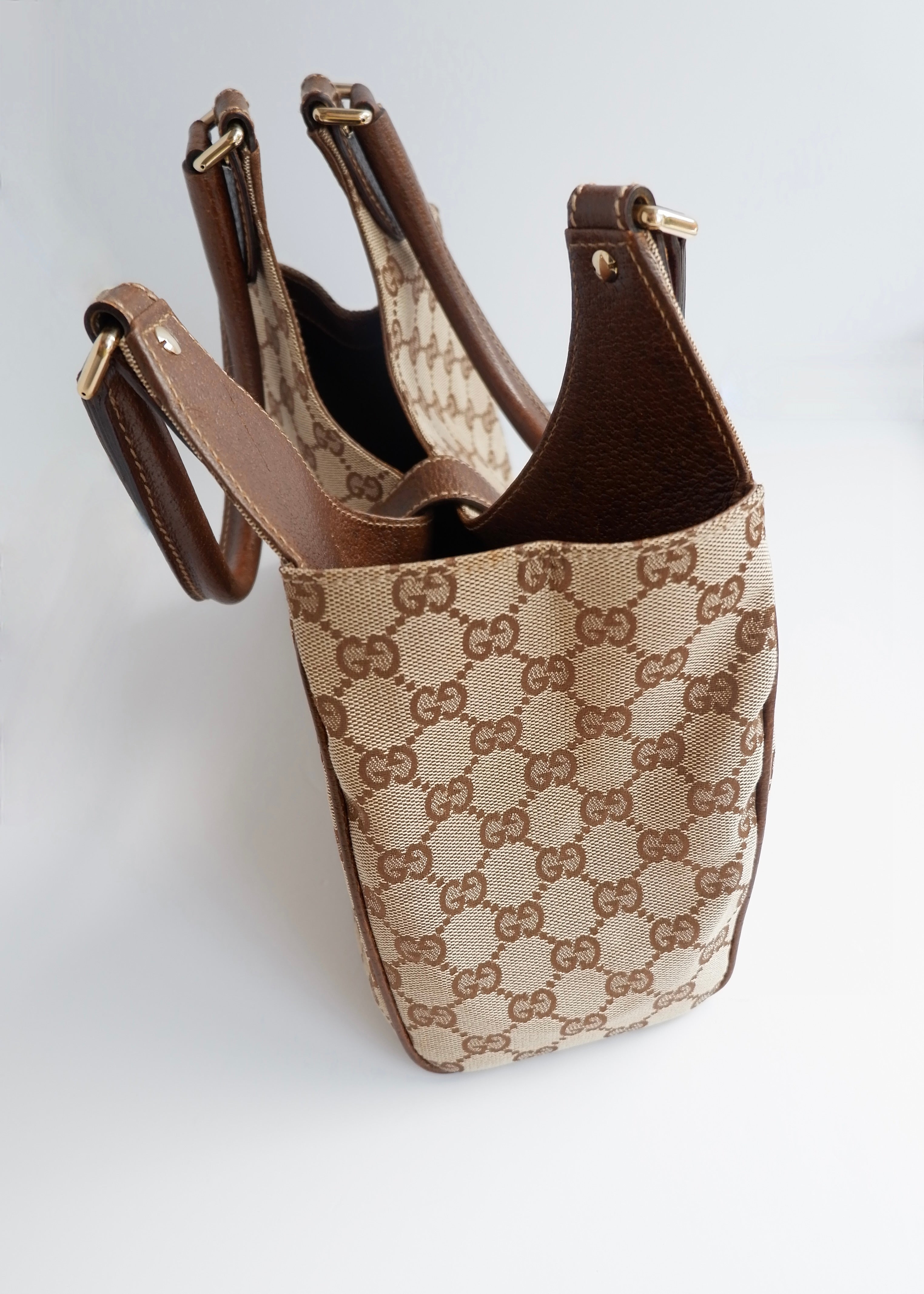 Preowned Gucci Brown GG Canvas Bardot Shoulder Bag