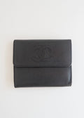 Preowned Chanel Black Caviar Leather Compact Wallet