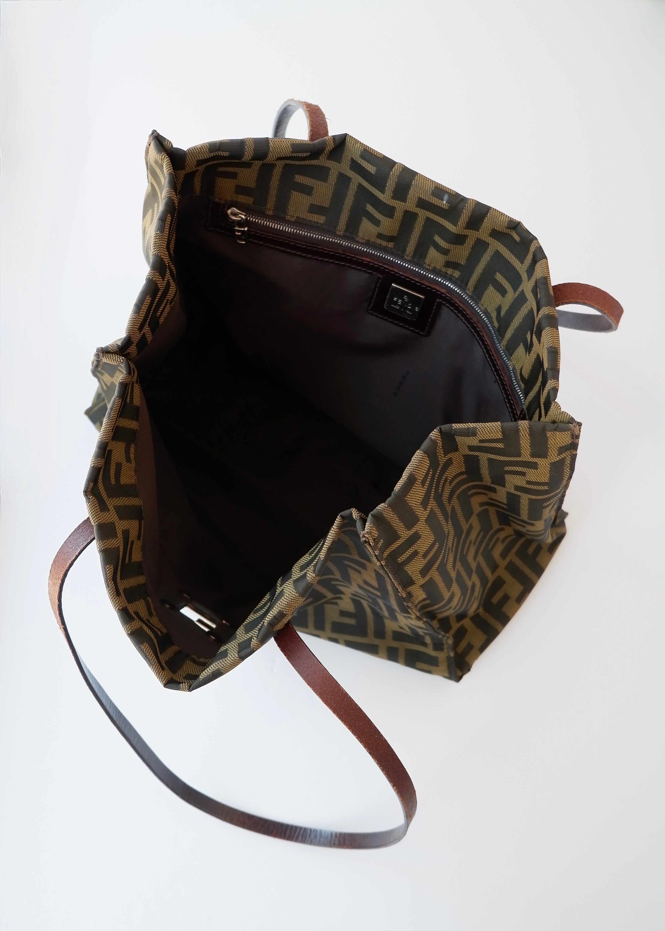 Preowned Vintage Fendi Brown Zucca Canvas Shoulder Tote