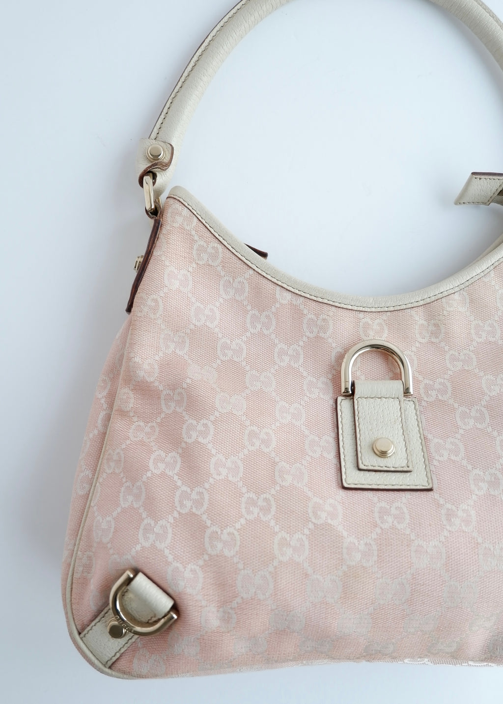 Authentic Preowned Gucci Pink/White GG Canvas Shoulder Bag
