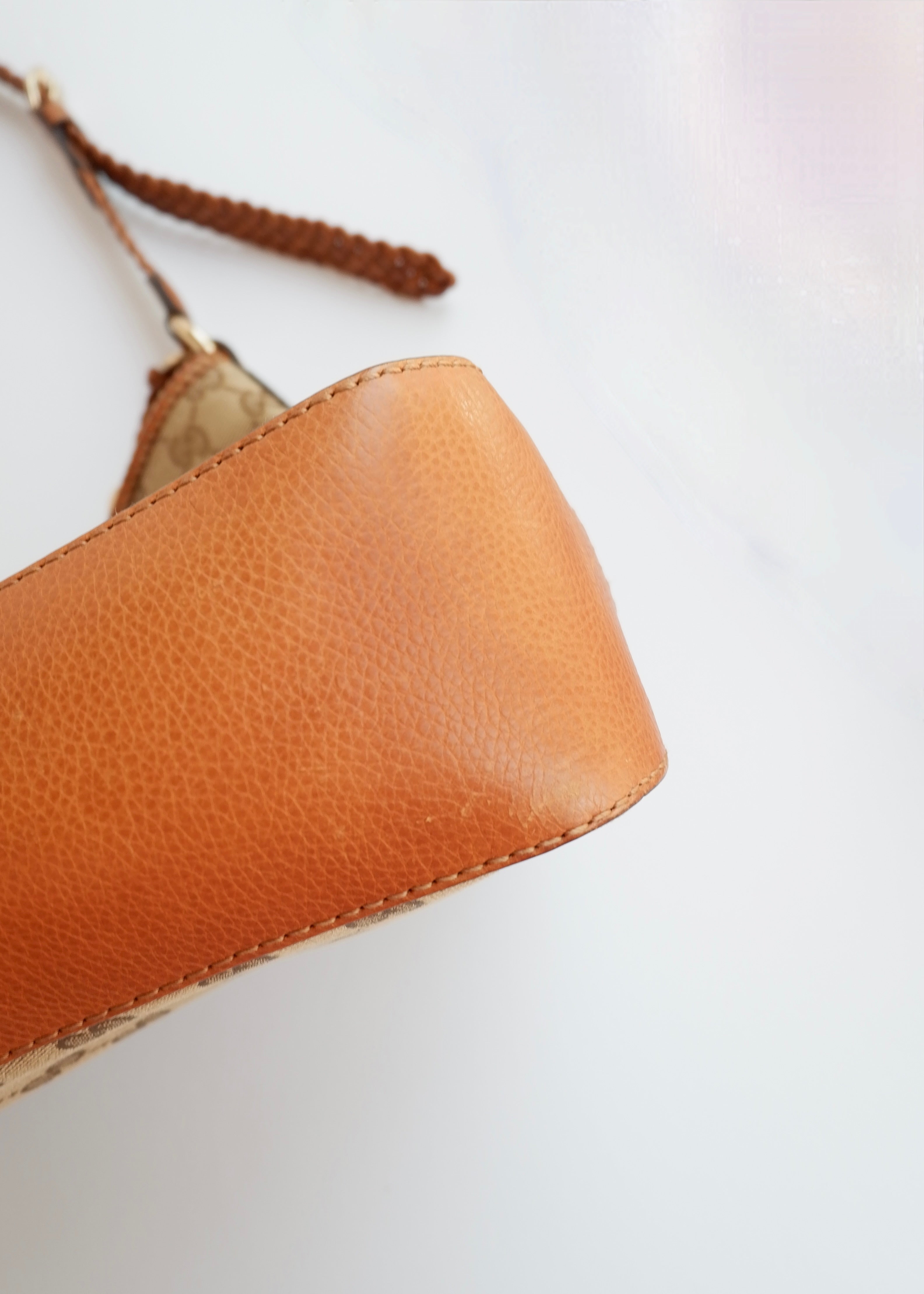 Preowned Gucci Brown GG Canvas Leather Tassel Shoulder Bag