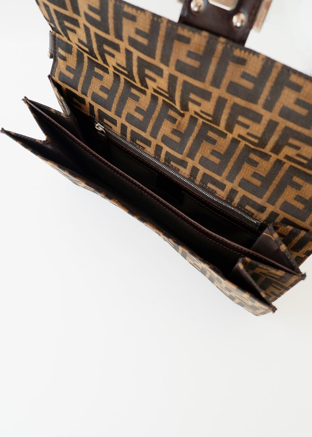Authentic Preowned Vintage Fendi Brown Zucca Shoulder Bag