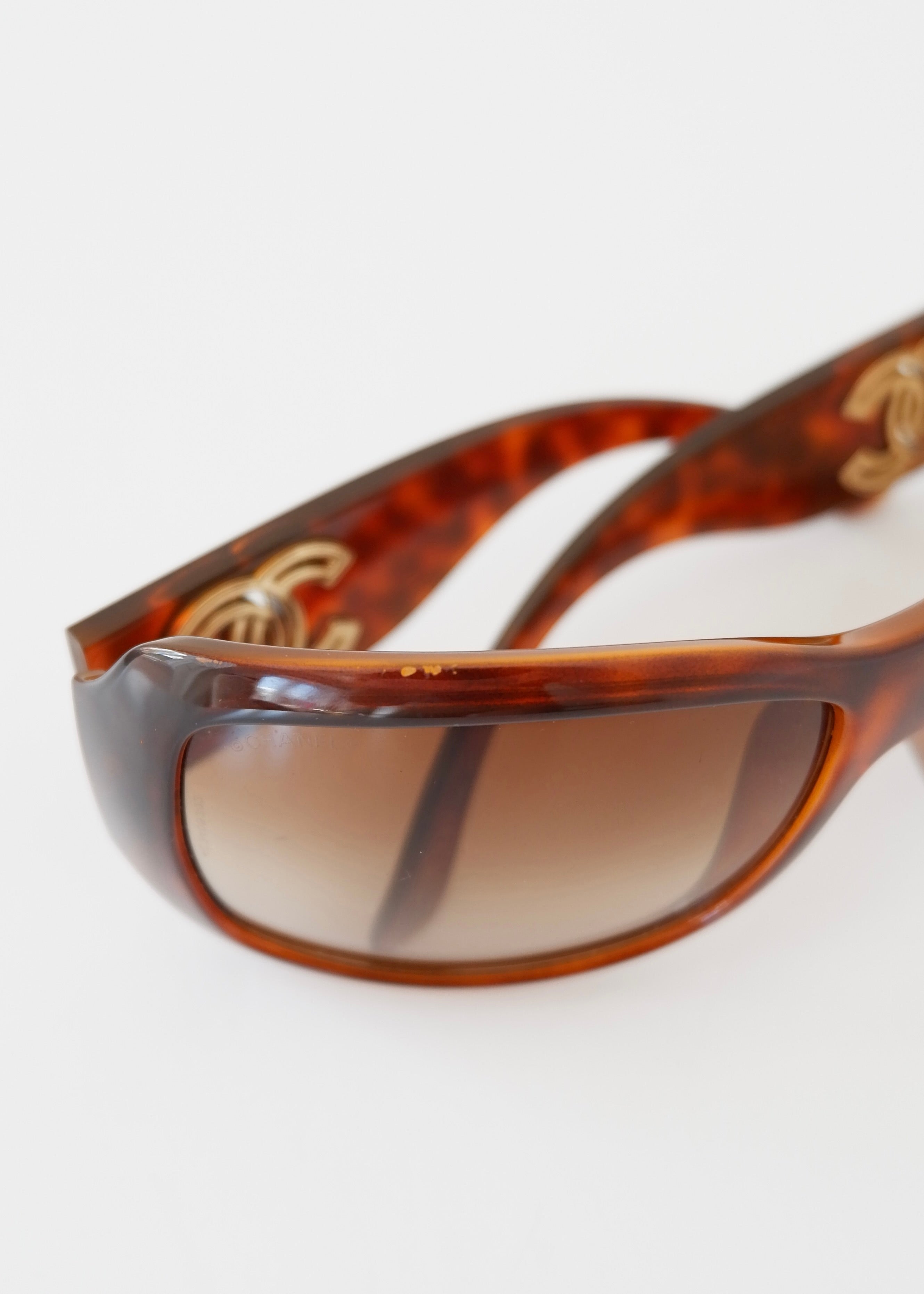 Authentic Preowned Chanel Brown Tortoise Square Frame CC Logo Sunglasses