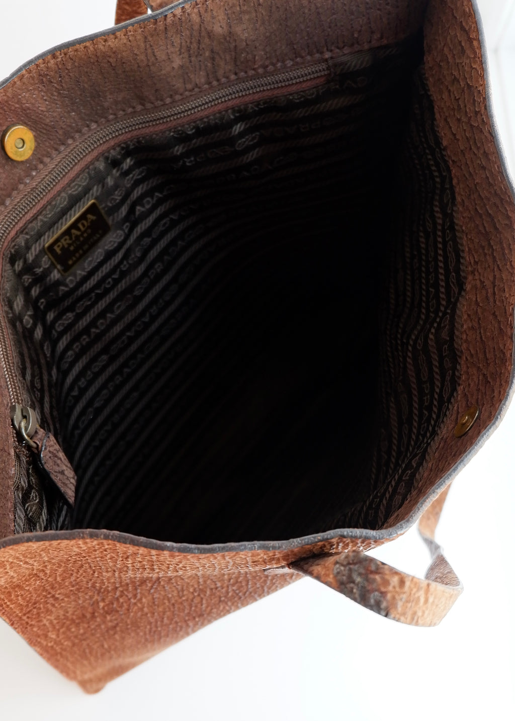 Sac cabas Prada authentique d'occasion en daim marron