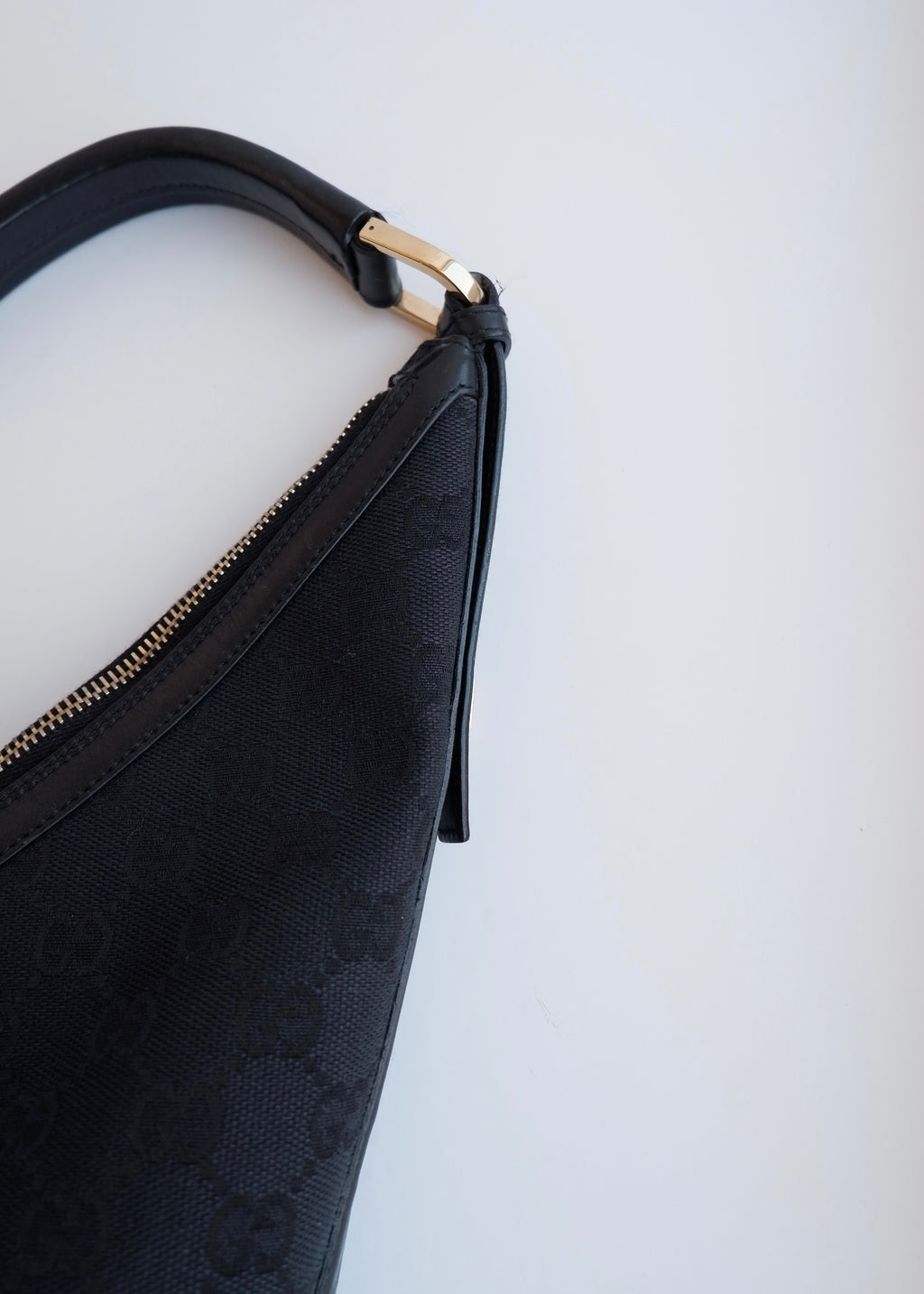 Authentic Preowned Gucci Black GG Canvas/ Leather Hobo Shoulder Bag
