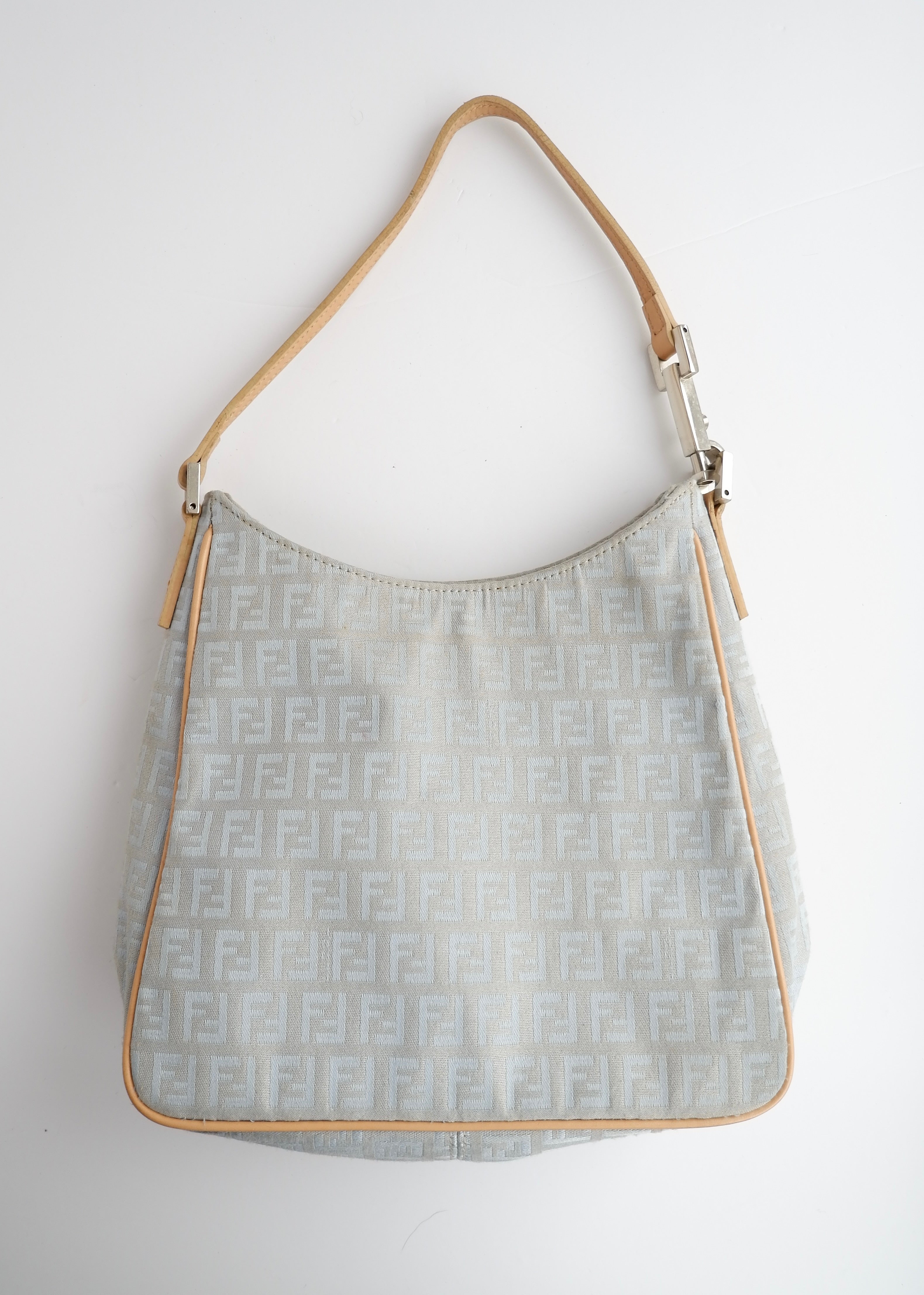 Authentic Preowned Fendi Blue/Beige Zucchino Tote Bag