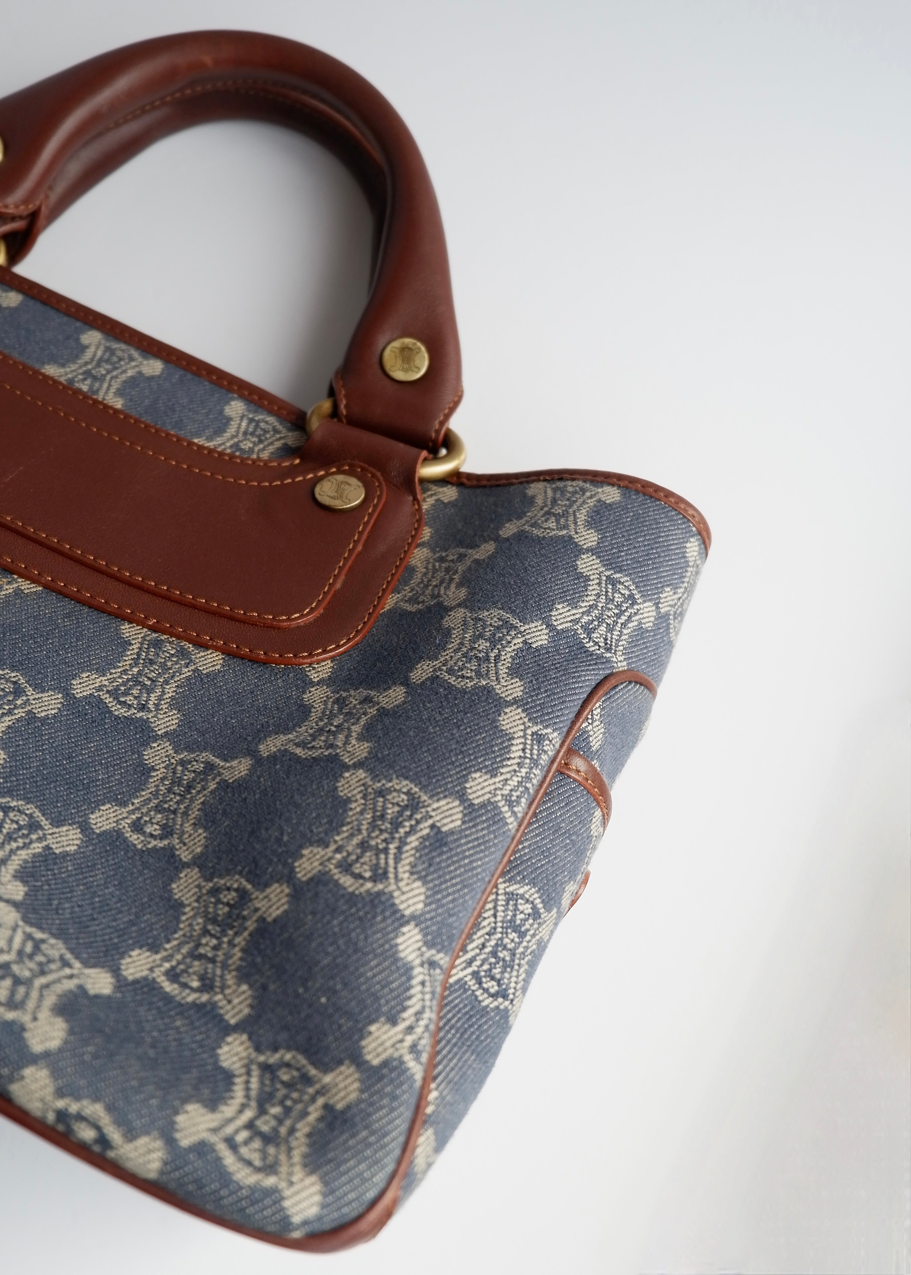 Authentic Preowned Vintage Celine Blue Denim Triomphe Boogie Bag