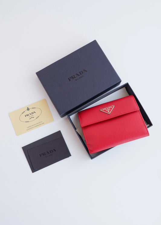Authentic Preowned Prada Red Saffiano Leather Bi Fold Wallet