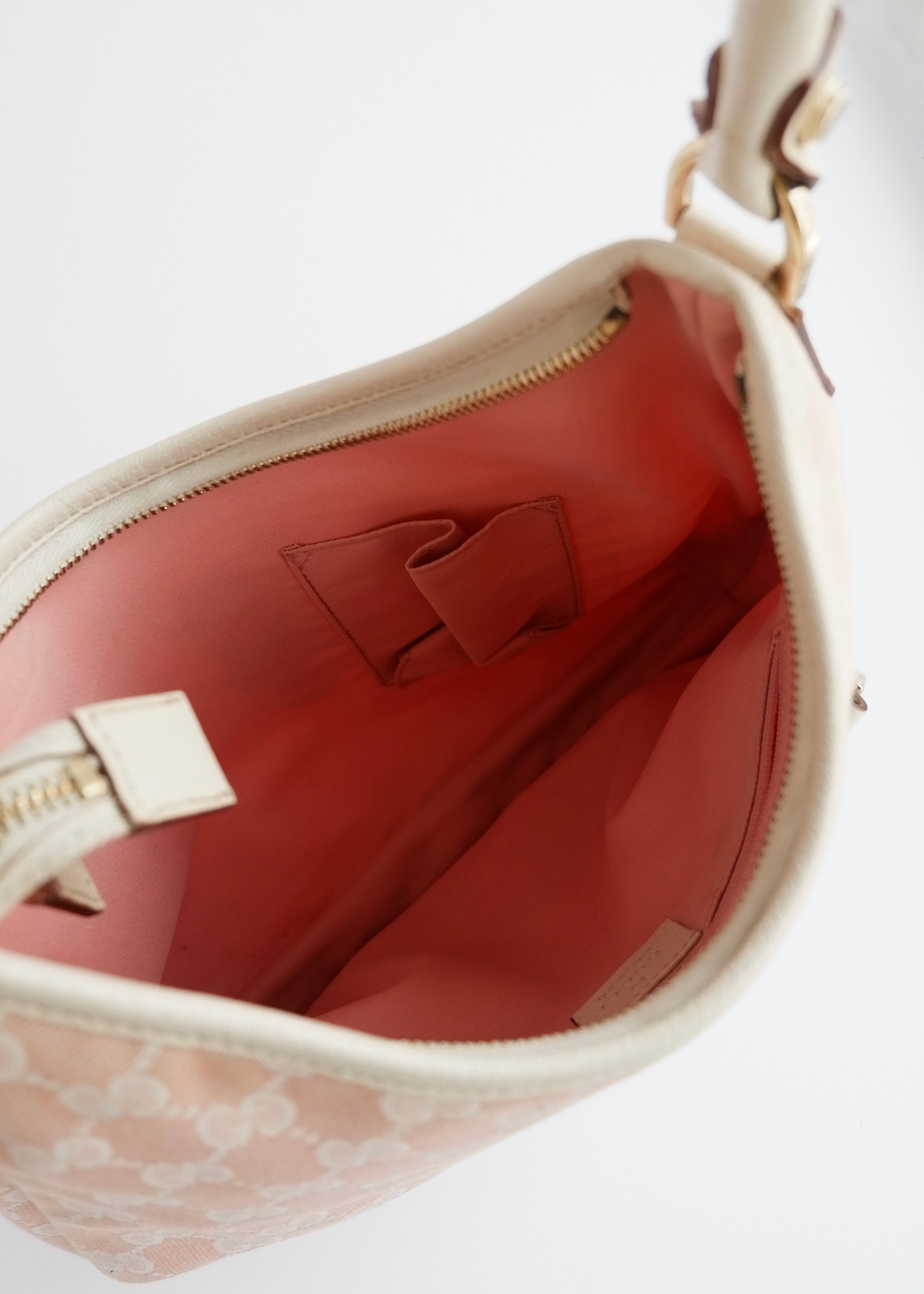 Authentic Preowned Gucci Pink/White GG Canvas Shoulder Bag