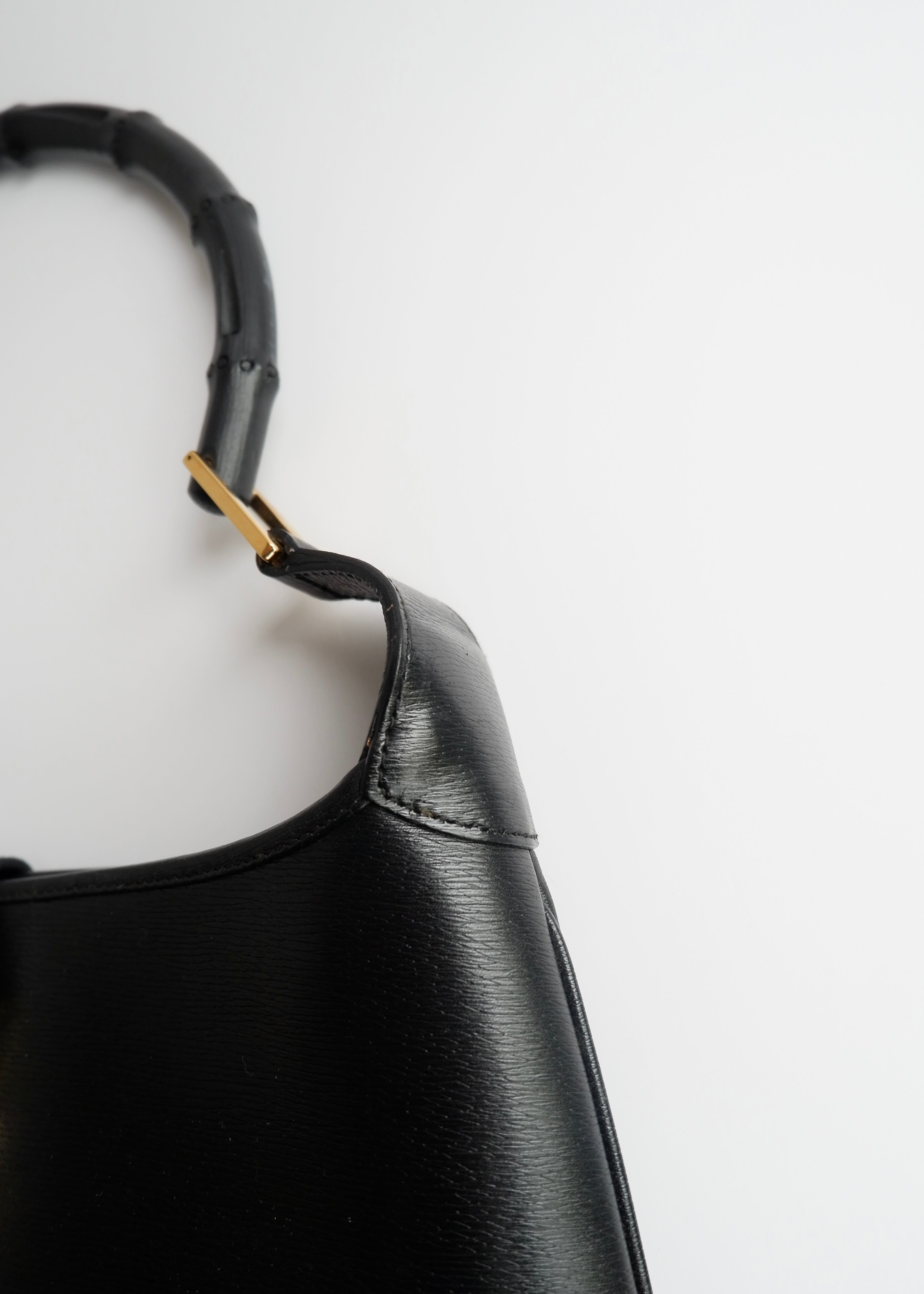 Authentic Preowned Gucci Jackie O Black Leather Bamboo Shoulder Bag