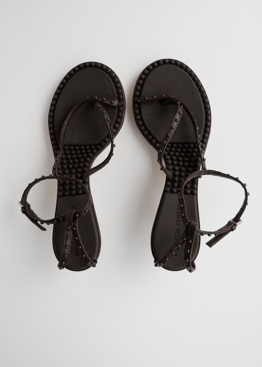 Sandales à talons Bottega Veneta en cuir marron, authentiques et d'occasion - 38