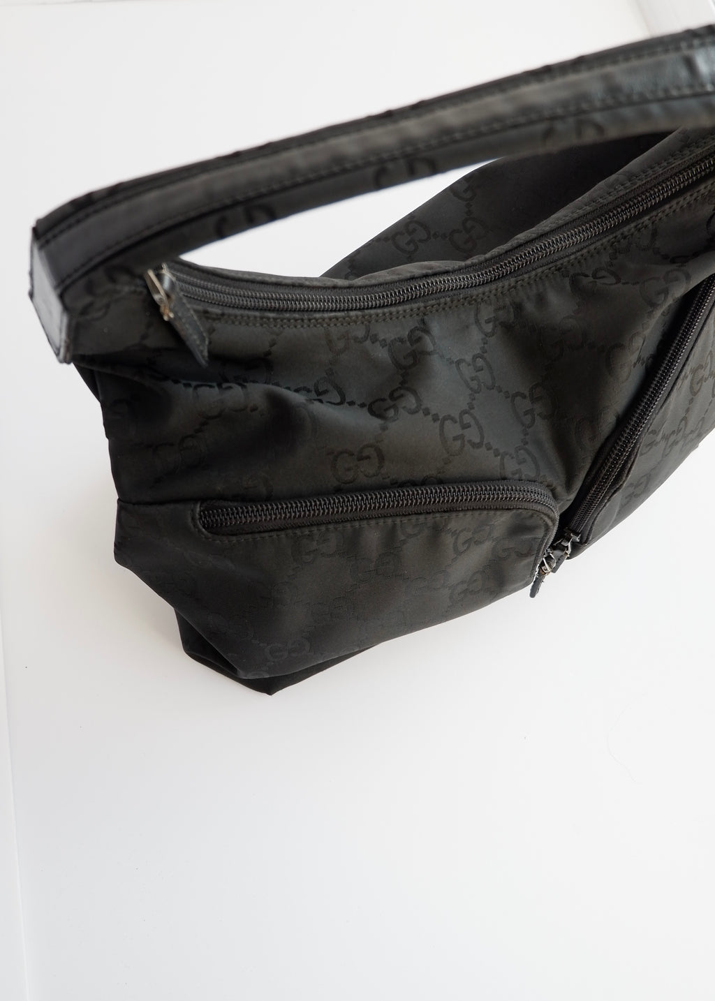Authentic Preowned Gucci Black GG Nylon Side Pocket Shoulder Bag